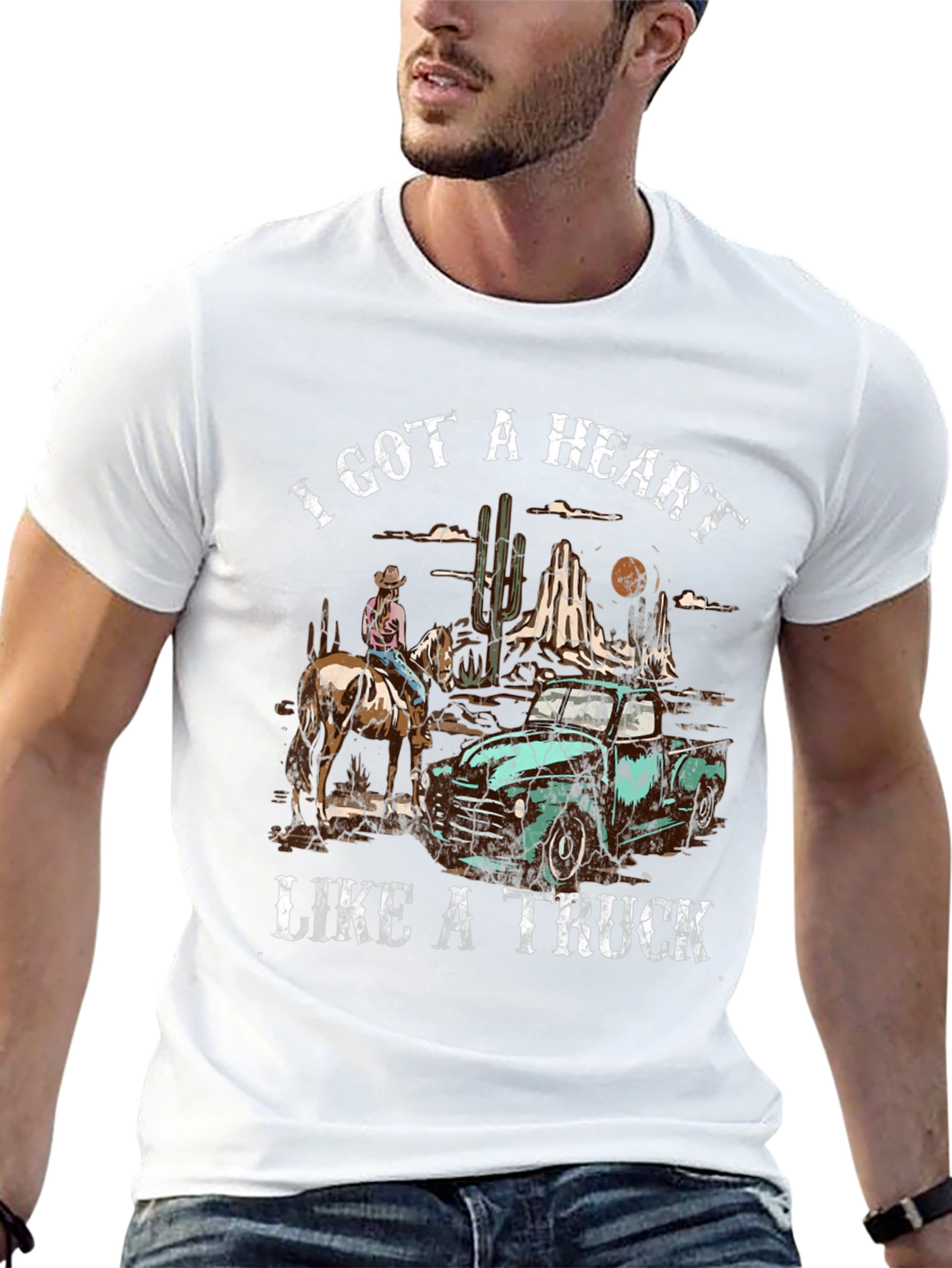 Heart Like a Truck Tee: Cowboy Western Graphic T-Shirt