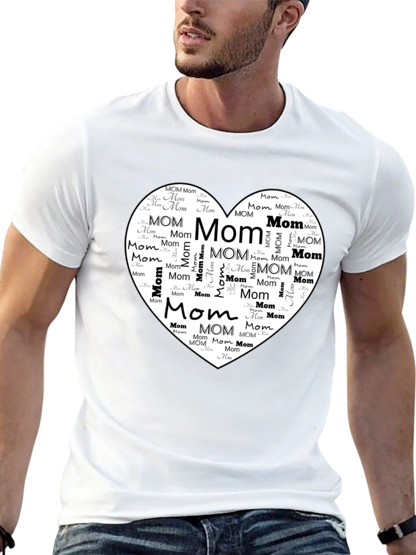 Mom Heart Graphic Tee - Black Cotton T-Shirt