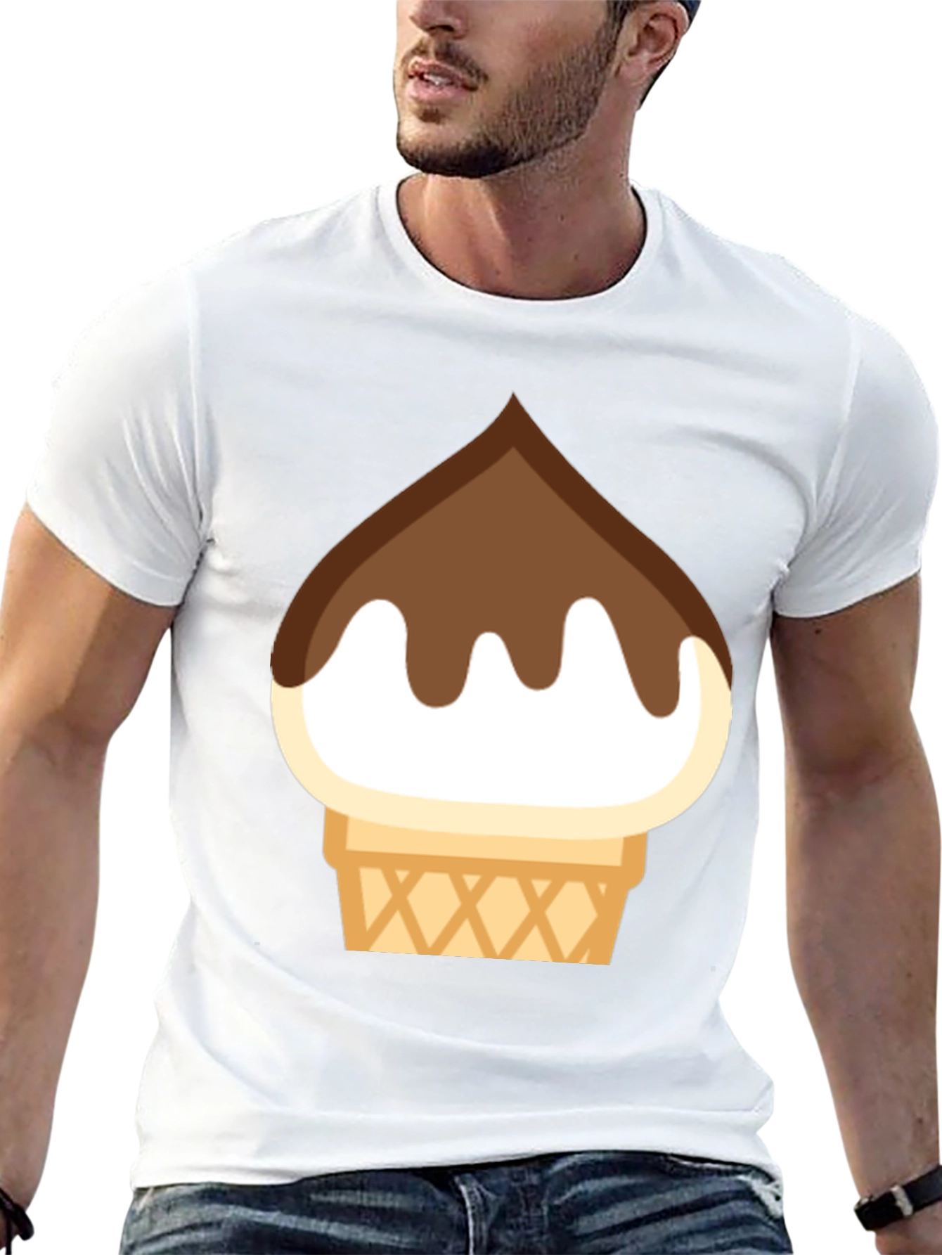 Ice Cream Cone Graphic Tee - Black Cotton T-Shirt