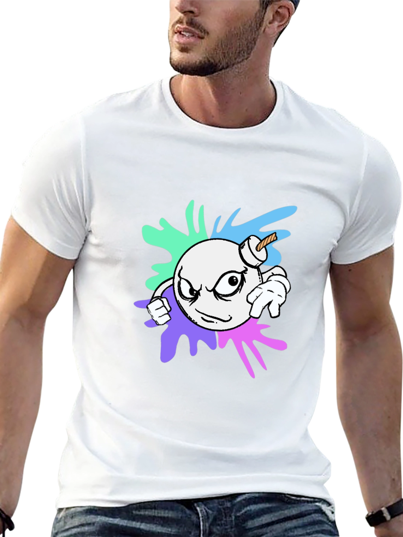 Bomb Graphic Print T-Shirt - Black
