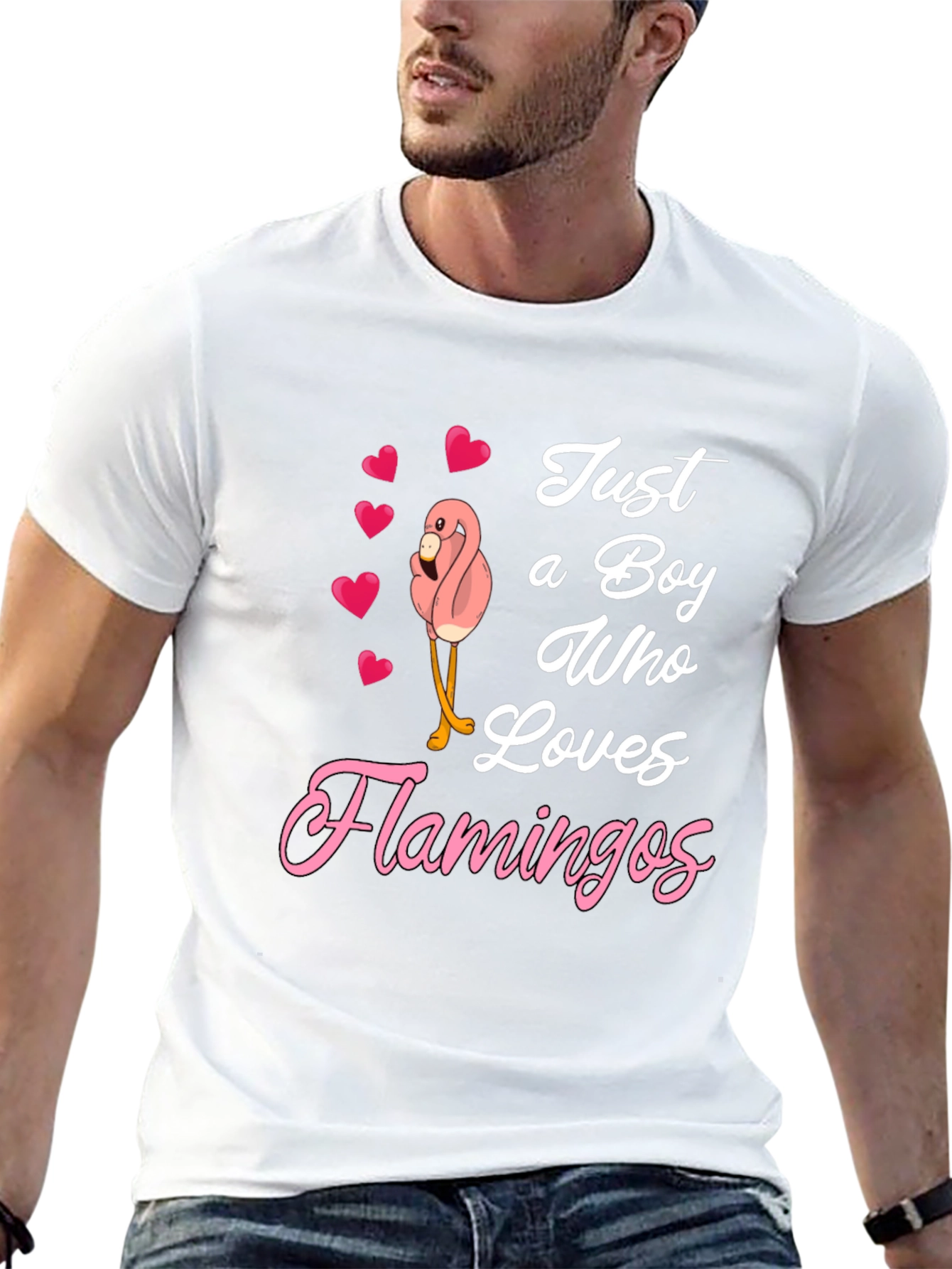 Boy Loves Flamingos Graphic T-Shirt