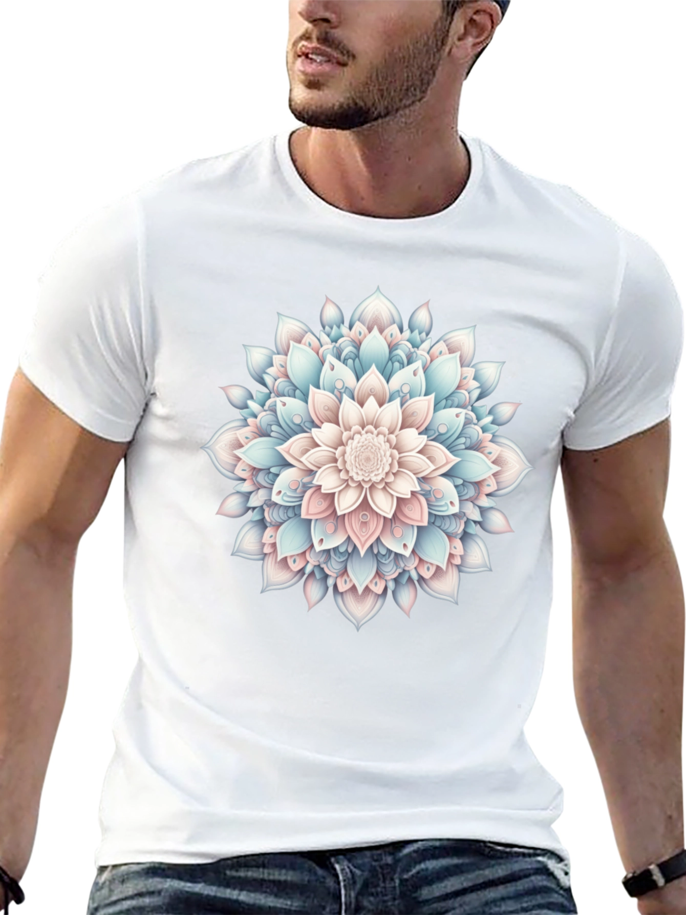 Mandala Flower Graphic Tee - Casual Style