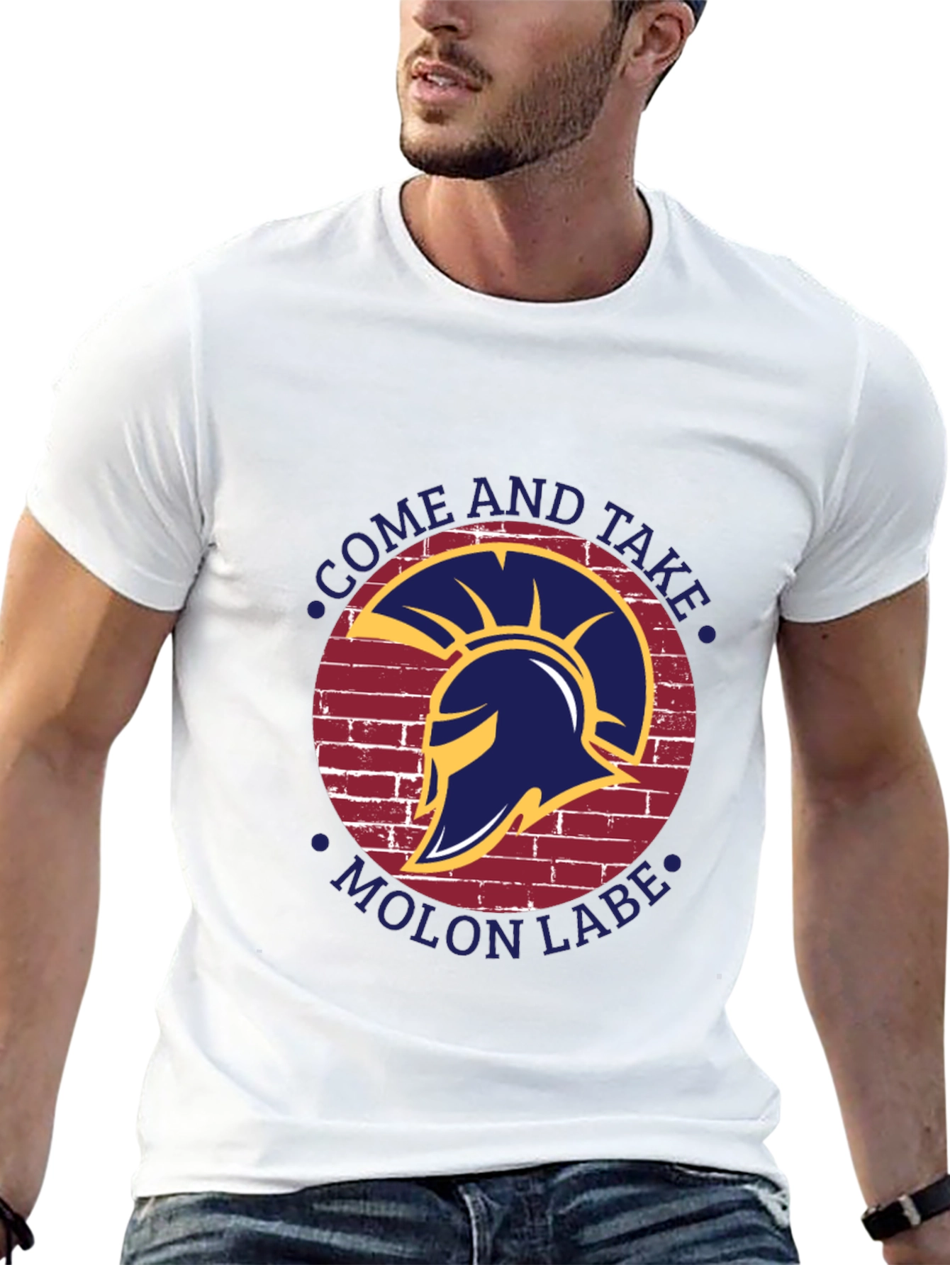 Molon Labe Spartan Helmet Graphic Tee