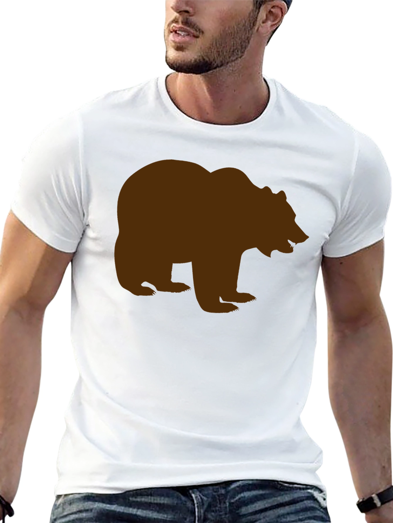 Bear Silhouette Tee - Black Cotton Graphic T-Shirt