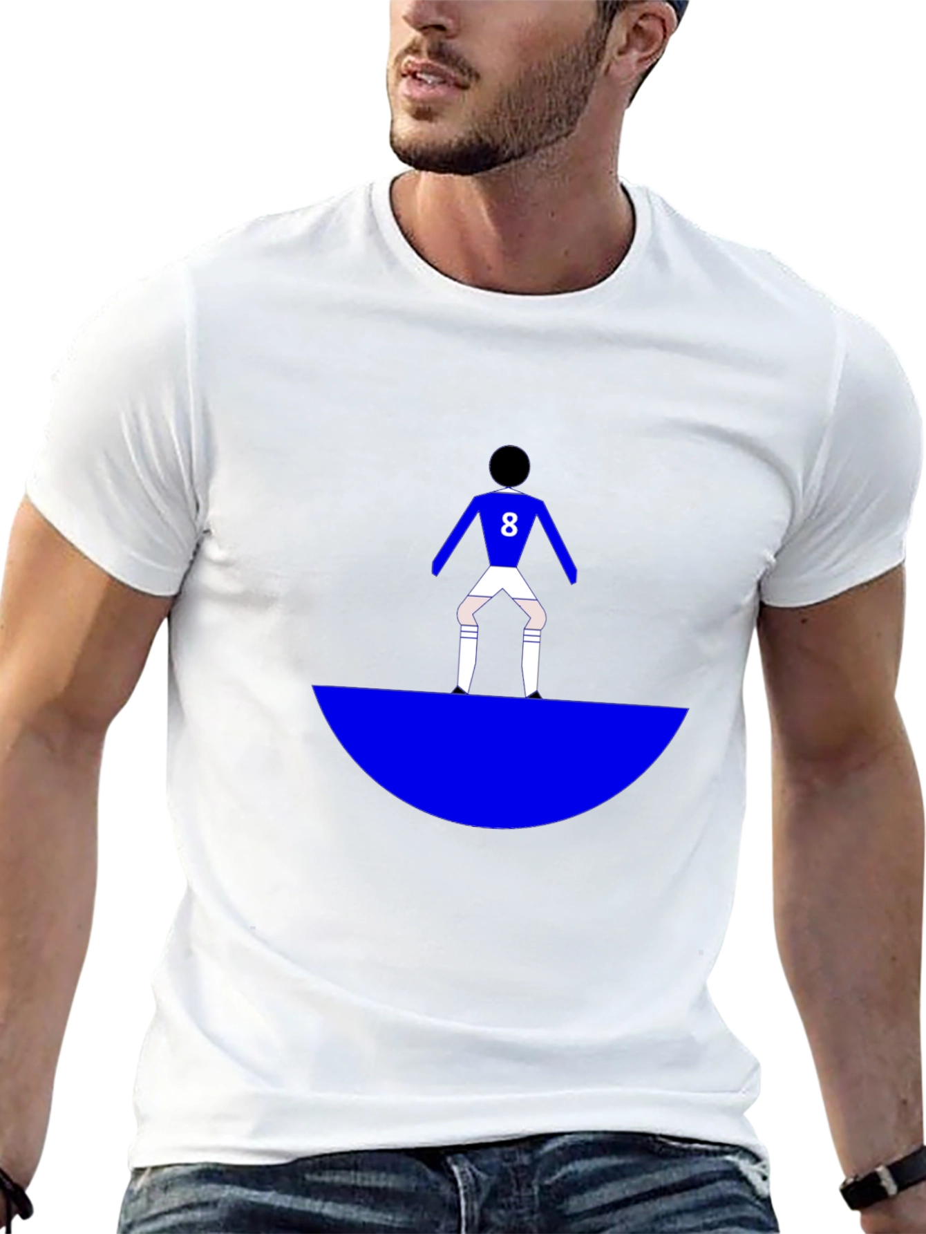Soccer Player Graphic Tee - Black Cotton Blend T-Shirt