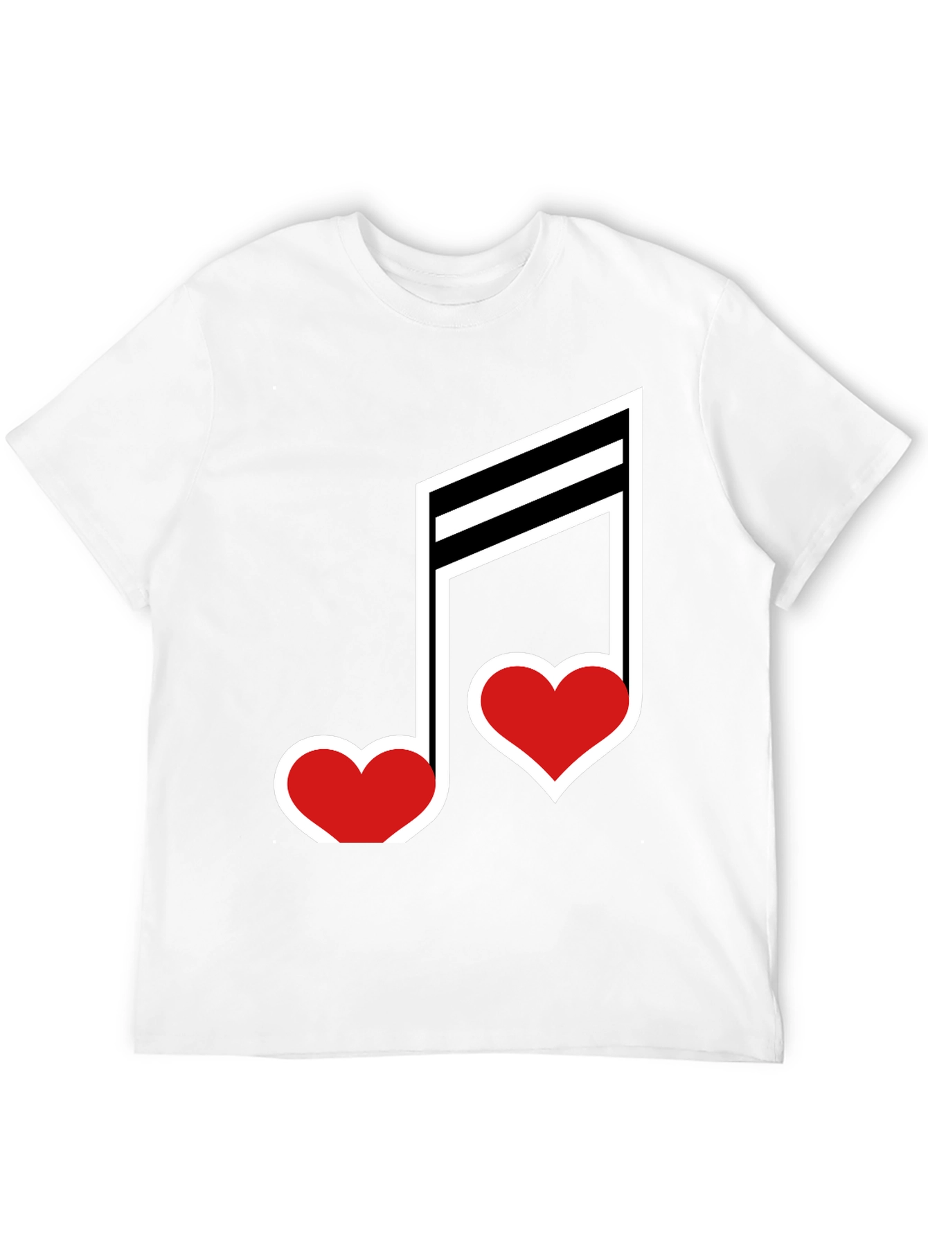 Musical Heart Note Graphic Tee - Black Cotton T-Shirt