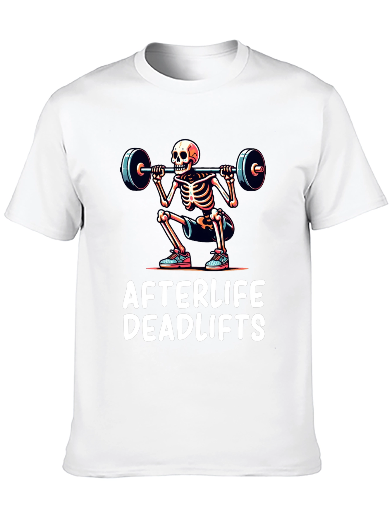 Afterlife Deadlifts Graphic Tee - Skeleton Weightlifting Shirt