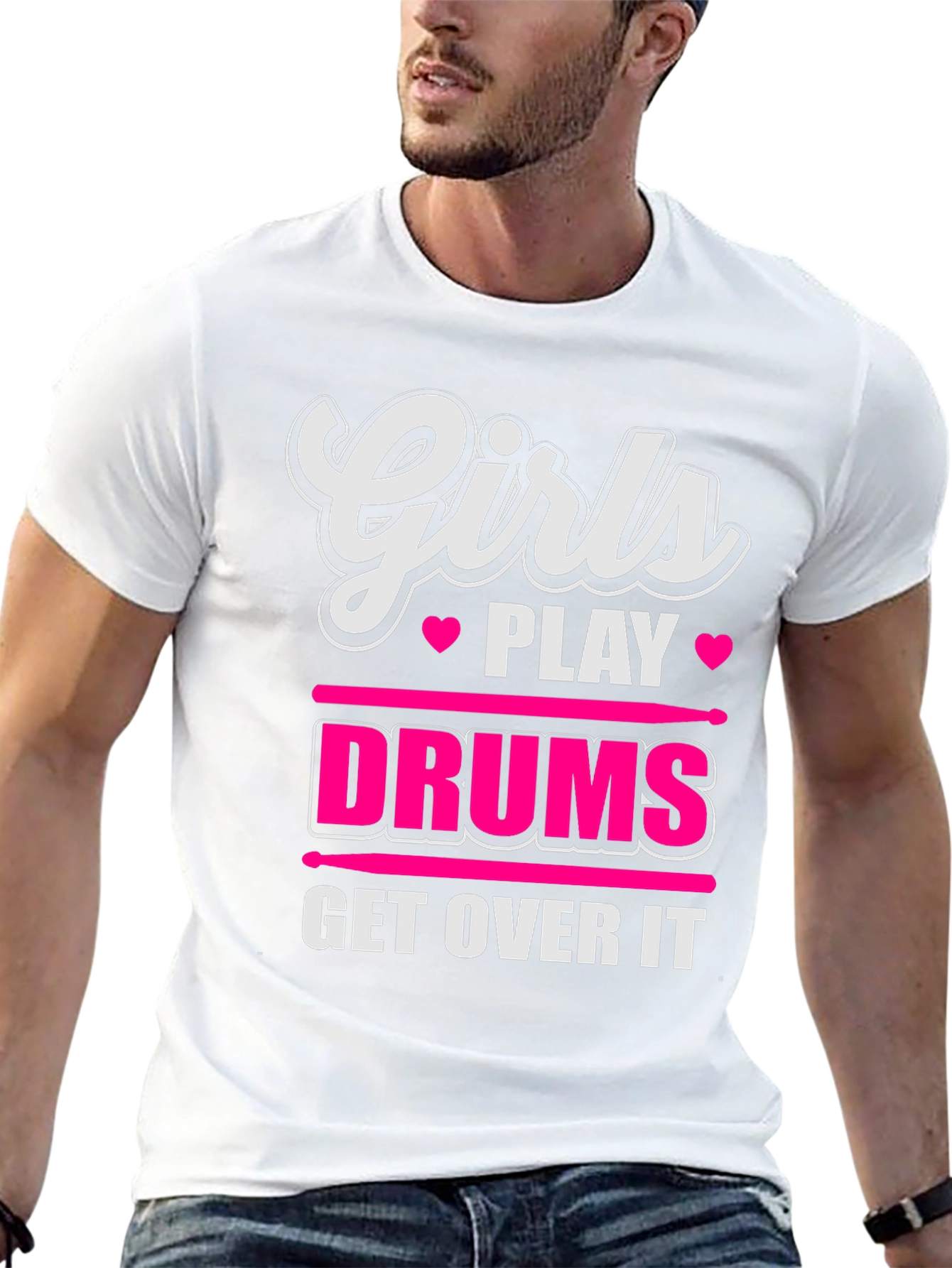 Girls Play Drums T-Shirt - Get Over It!