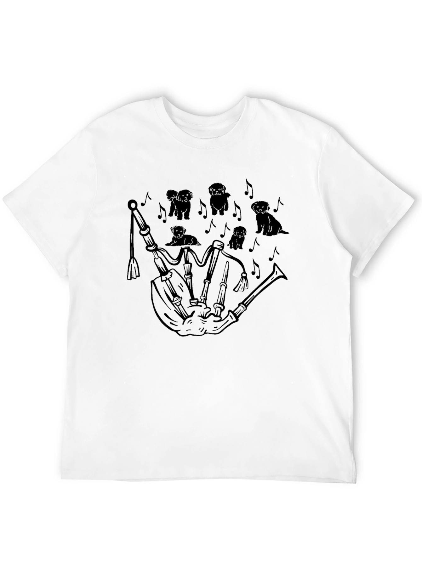 Bagpipes & Dogs Black Graphic T-Shirt