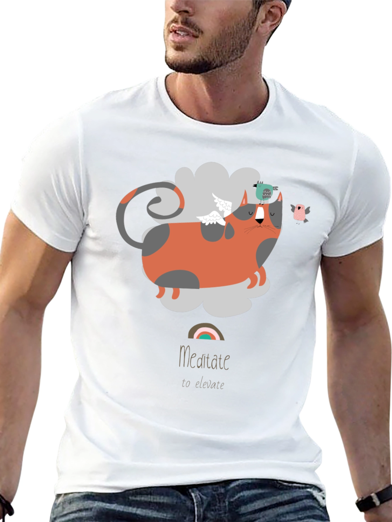 Meditate To Elevate Cat T-Shirt