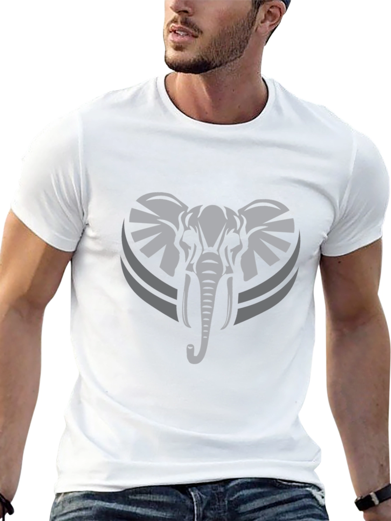 Elephant Graphic Tee - Stylish Mens Black T-Shirt