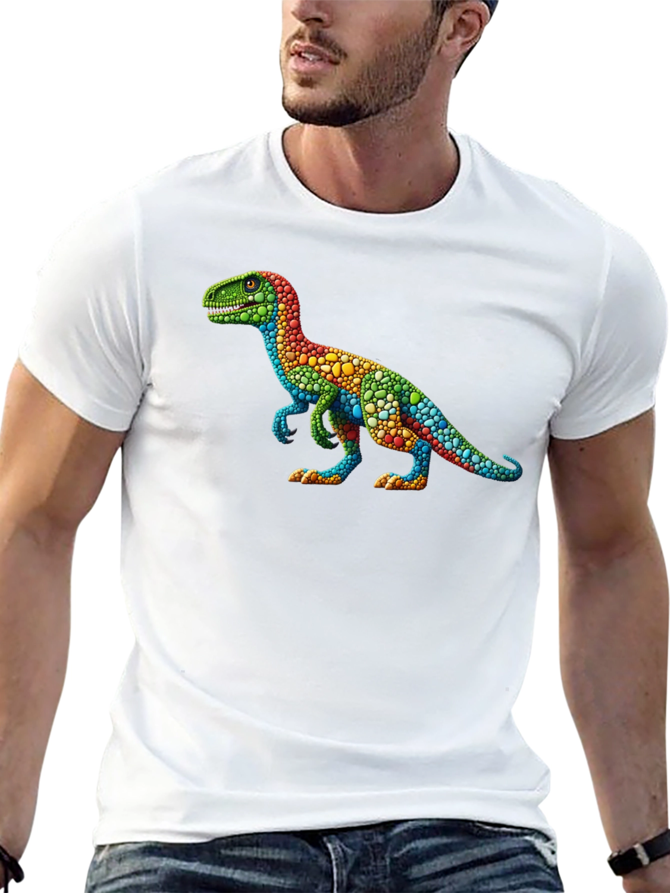 Rainbow Dinosaur T-Shirt - Unique Graphic Tee