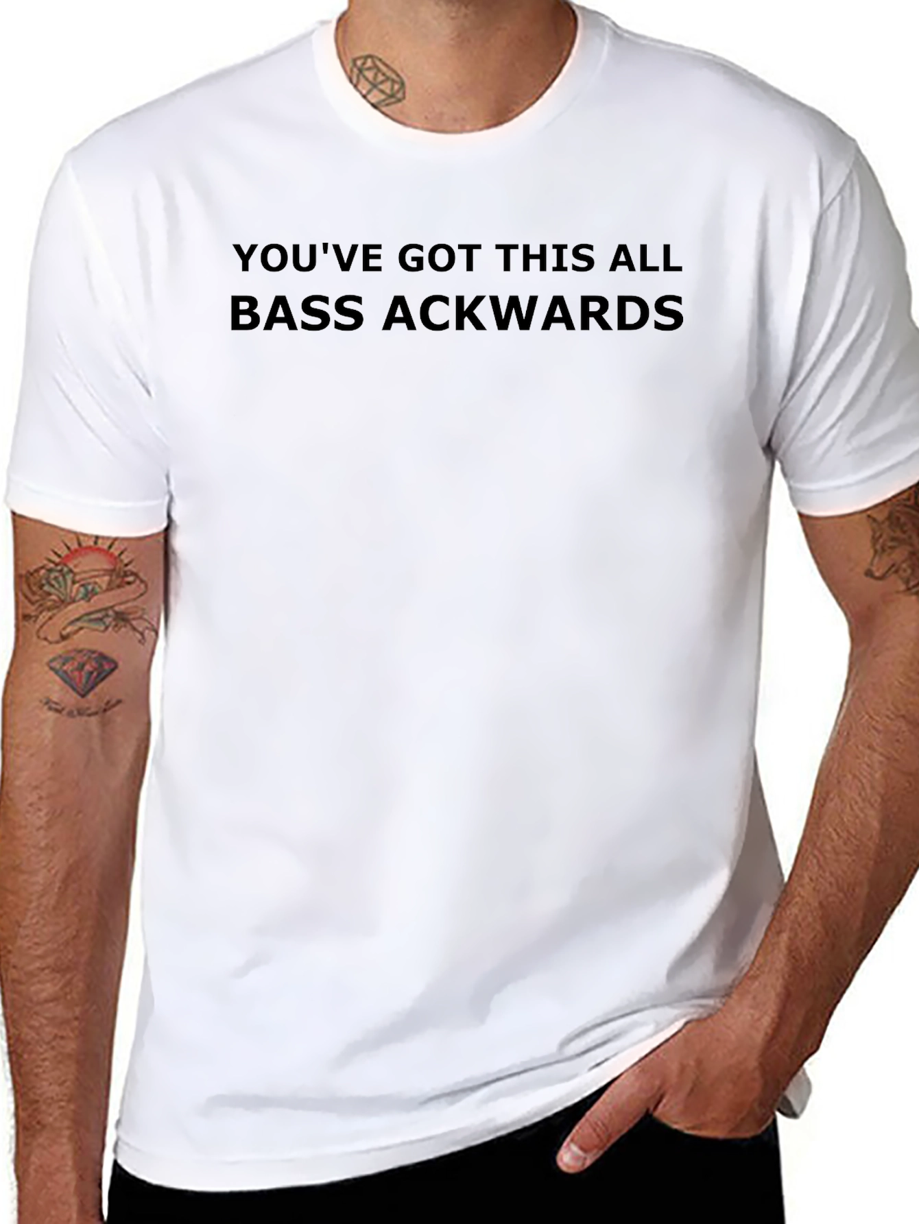 Bass Ackwards Graphic Tee - Funny Sarcastic T-Shirt