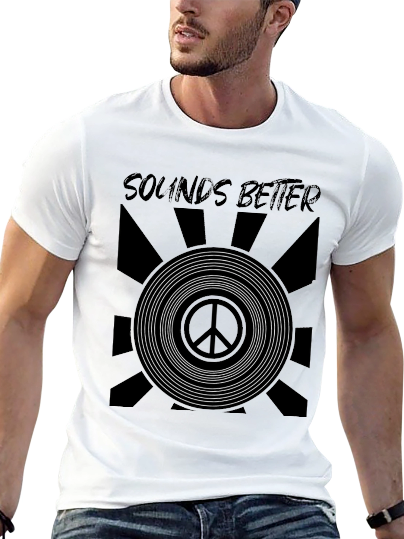 Sounds Better Peace Sign Graphic Tee - Black
