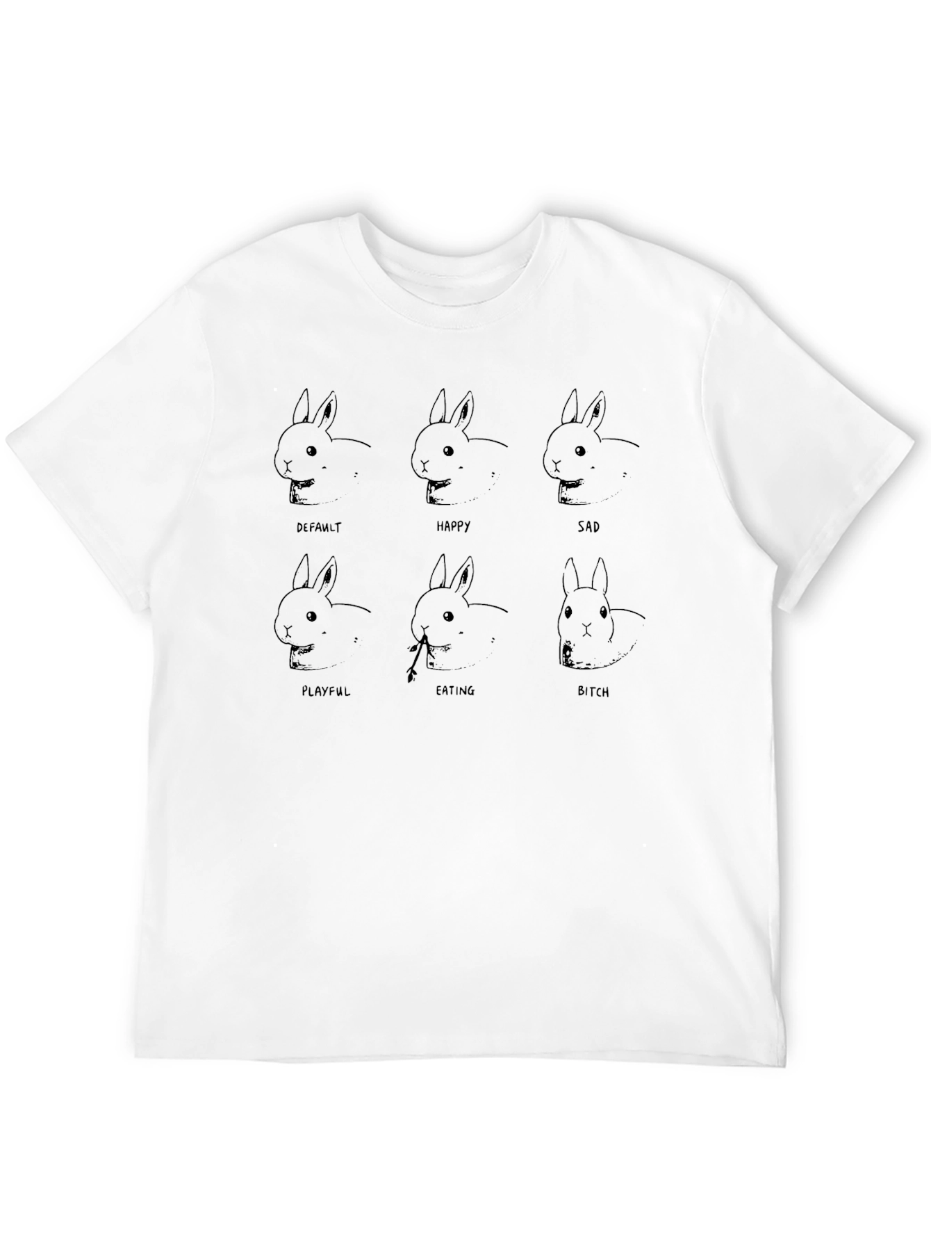 Rabbit Moods Graphic Tee - Comfy Black T-Shirt