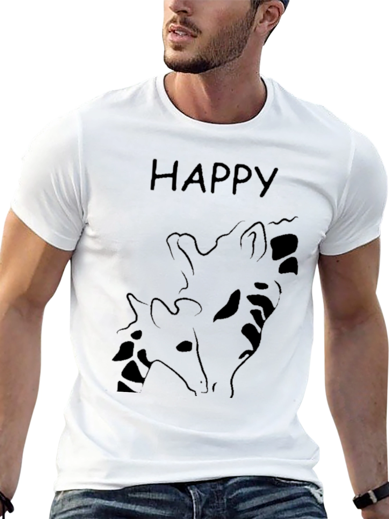 Happy Giraffe Graphic Tee - Soft Cotton Blend