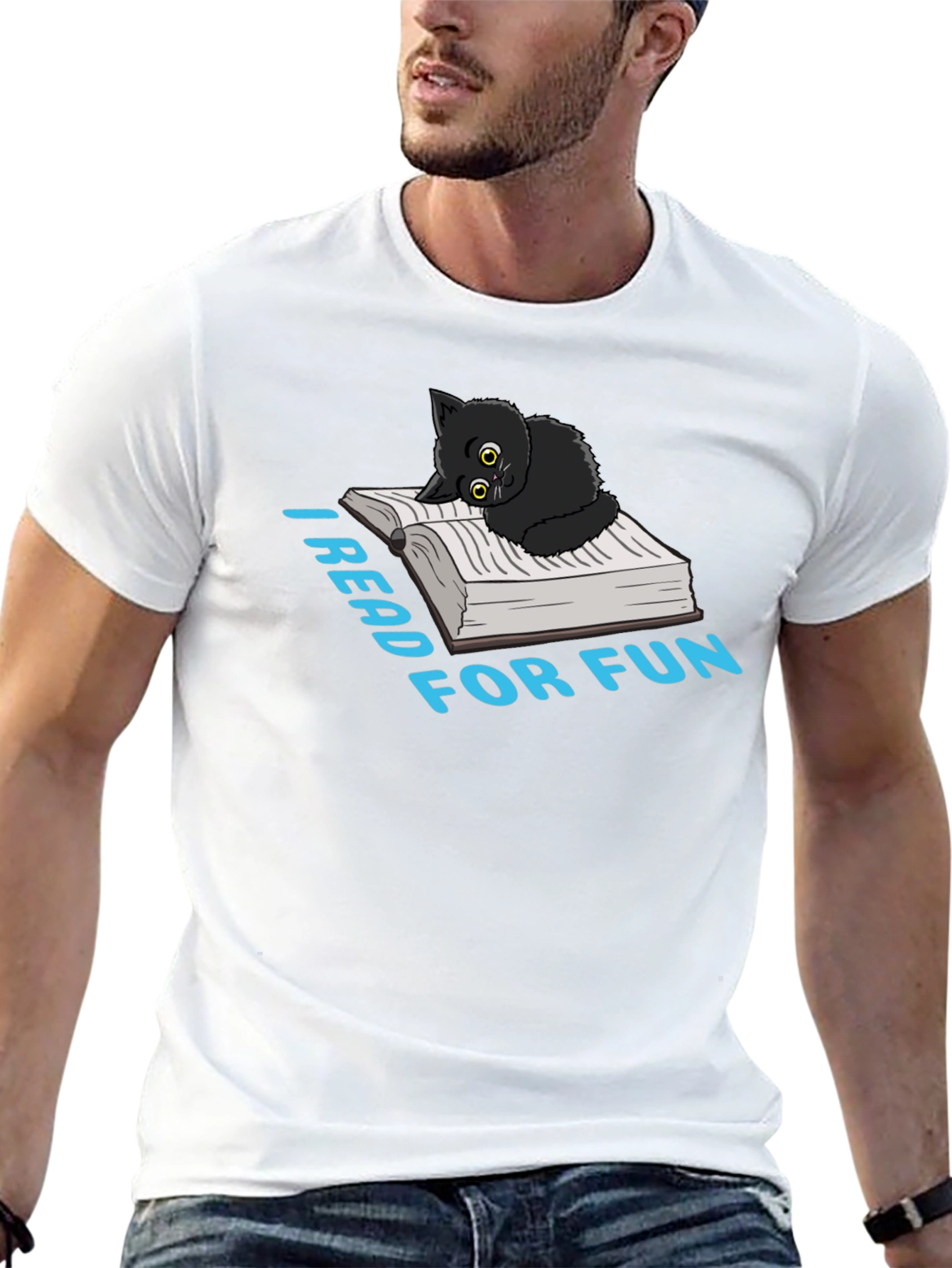 I Read for Fun Black Cat T-Shirt