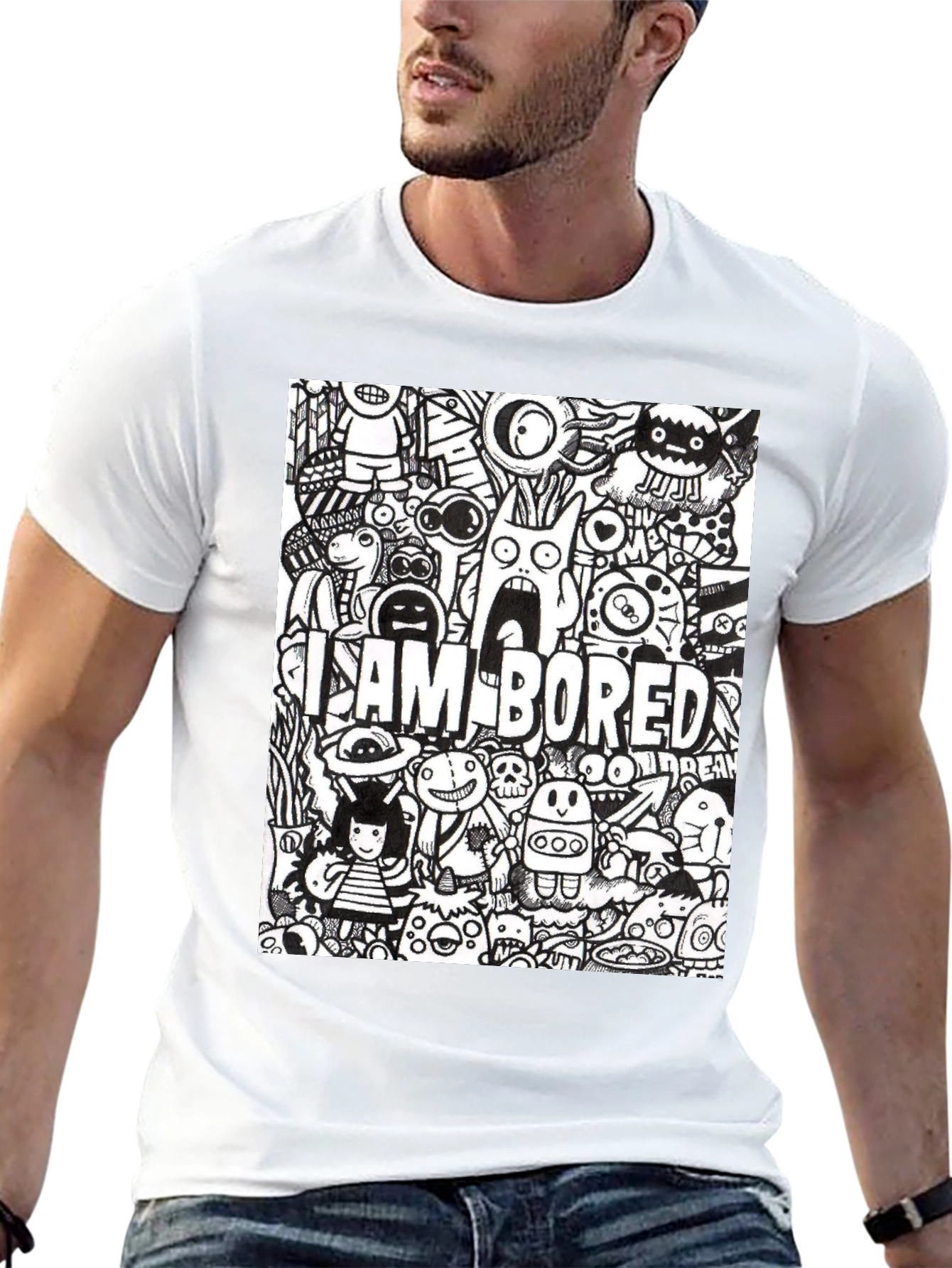I Am Bored Doodle Art Graphic Tee
