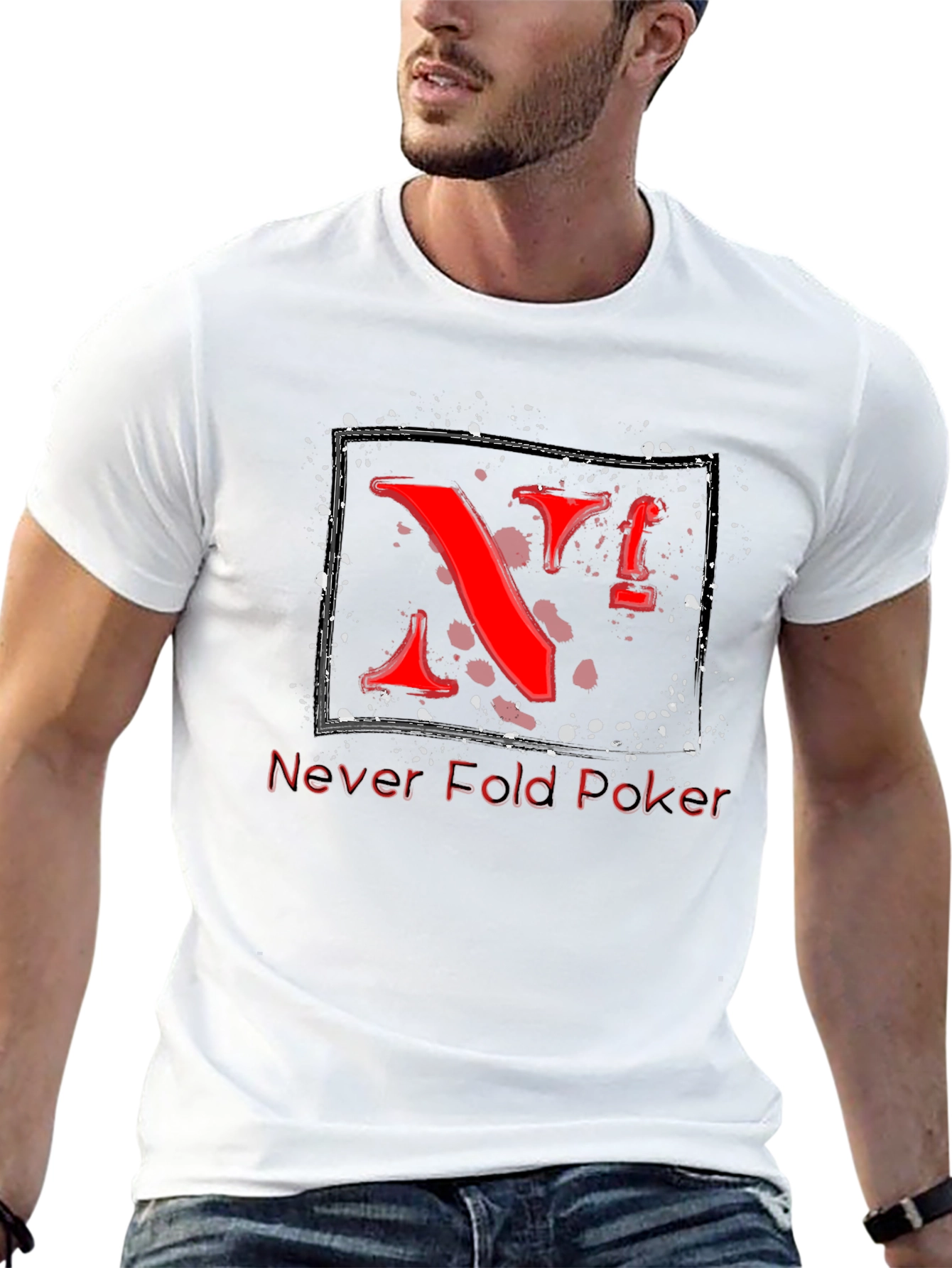 Never Fold Poker Graphic Tee - Unique Red Design