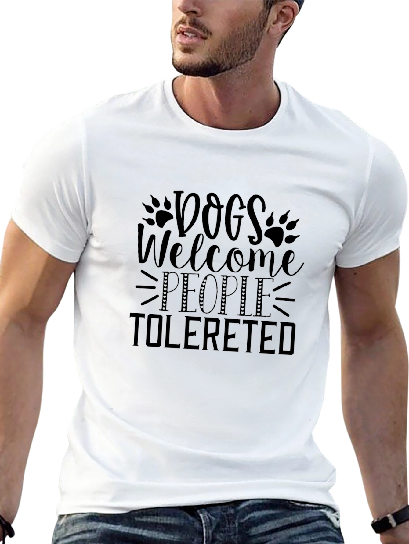 Dogs Welcome People Tolerated Black Graphic Tee