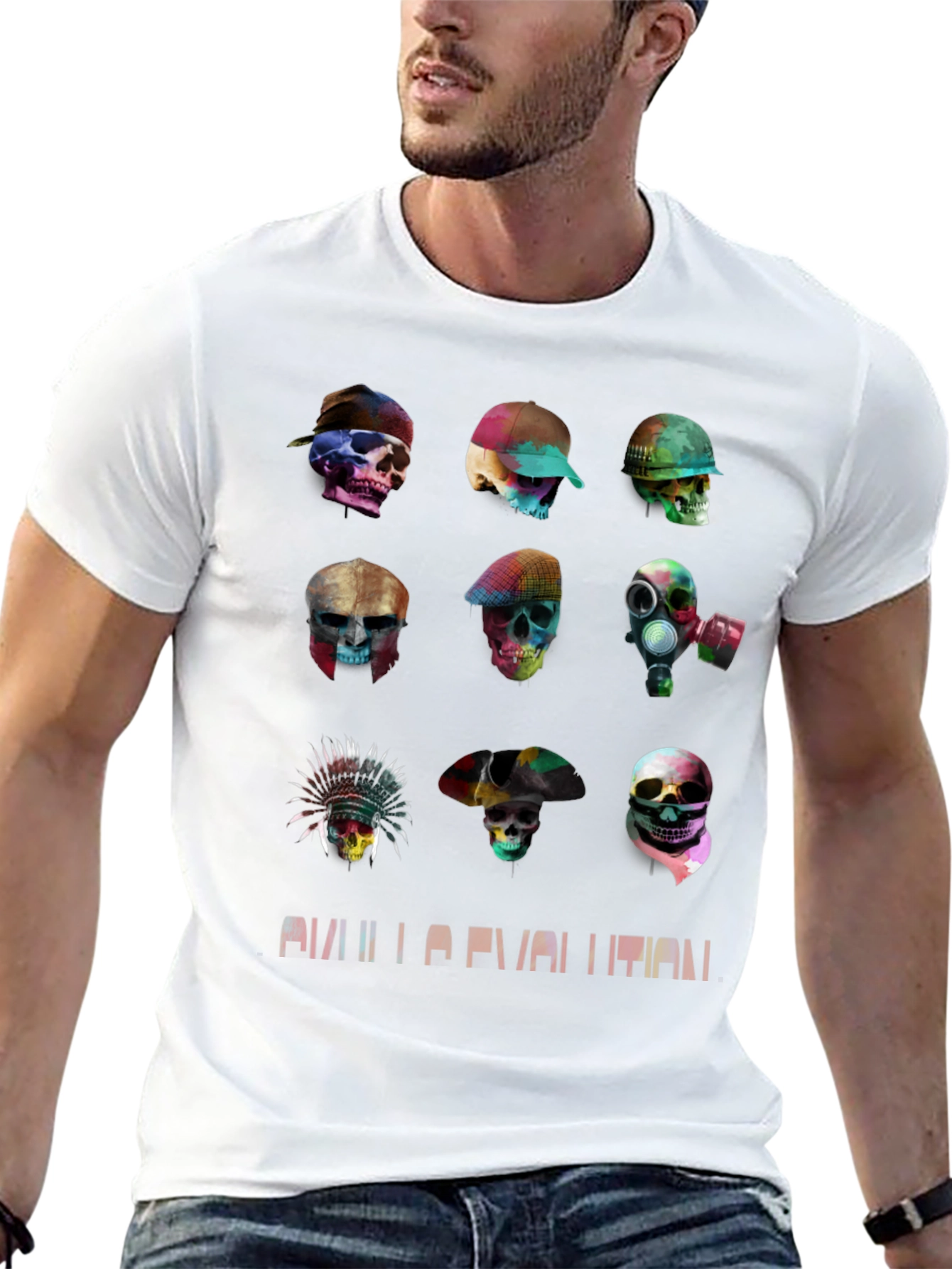 Skull Evolution Graphic Tee - Stylish Black T-Shirt