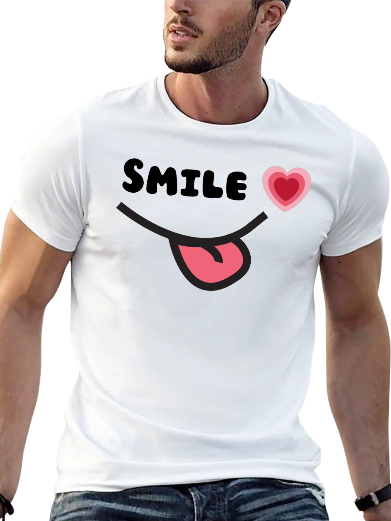 Smile Heart Tongue T-Shirt - Funny Graphic Tee