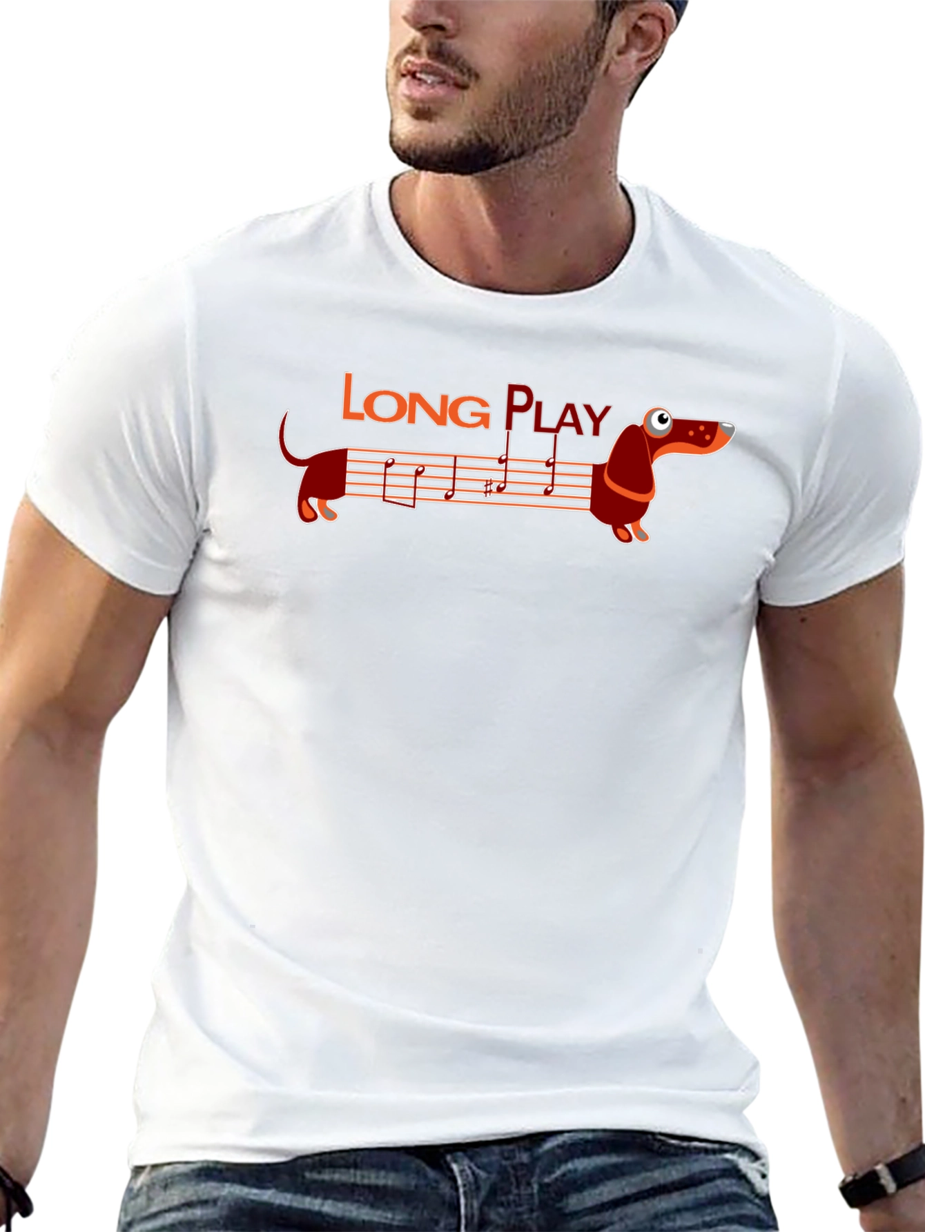 Long Play Dachshund Graphic Tee - Music Lovers Shirt