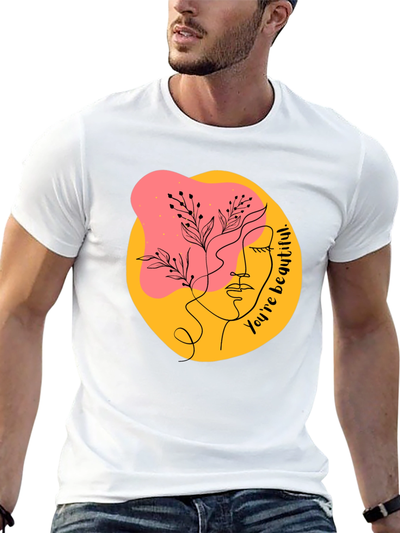 Abstract Face Graphic Black T-Shirt - Youre Beautiful