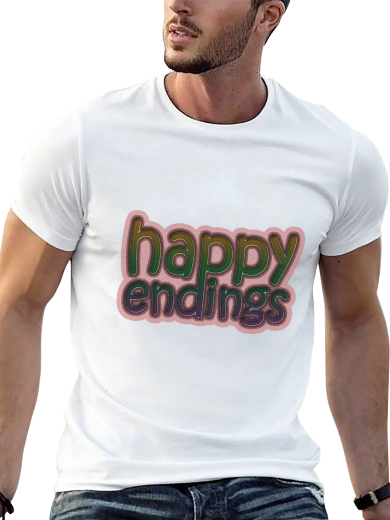 Happy Endings Graphic Print Black T-Shirt