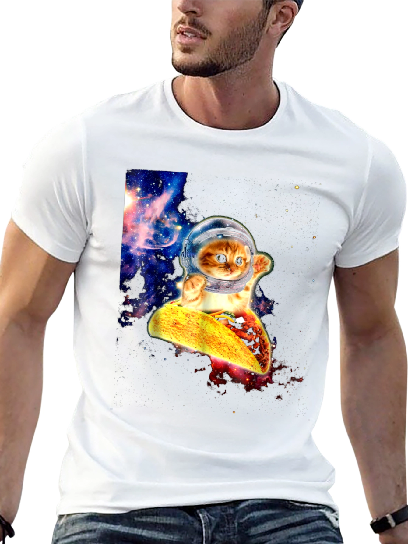 Astronaut Cat Taco Galaxy T-Shirt