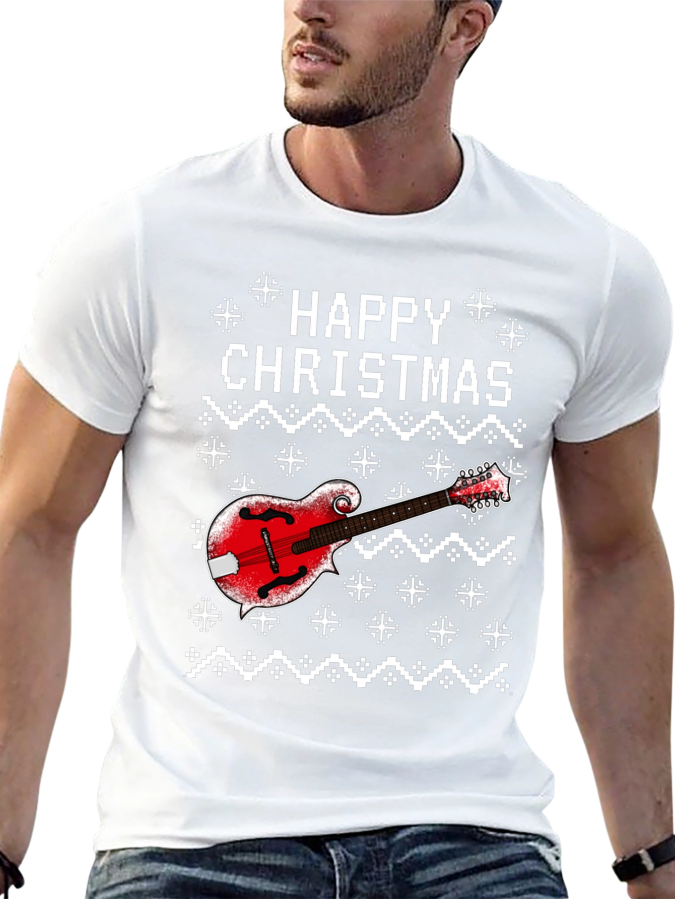 Happy Christmas Mandolin Ugly Sweater T-Shirt