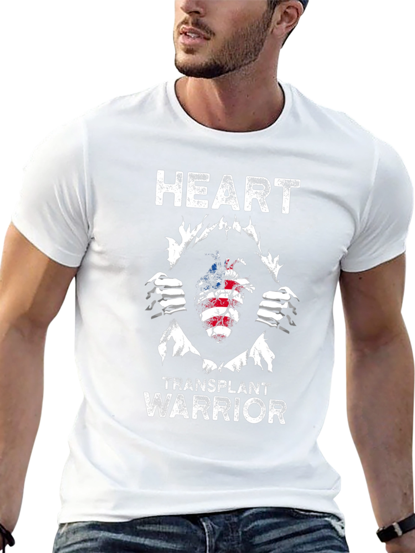 Heart Transplant Warrior T-Shirt - Patriotic Design
