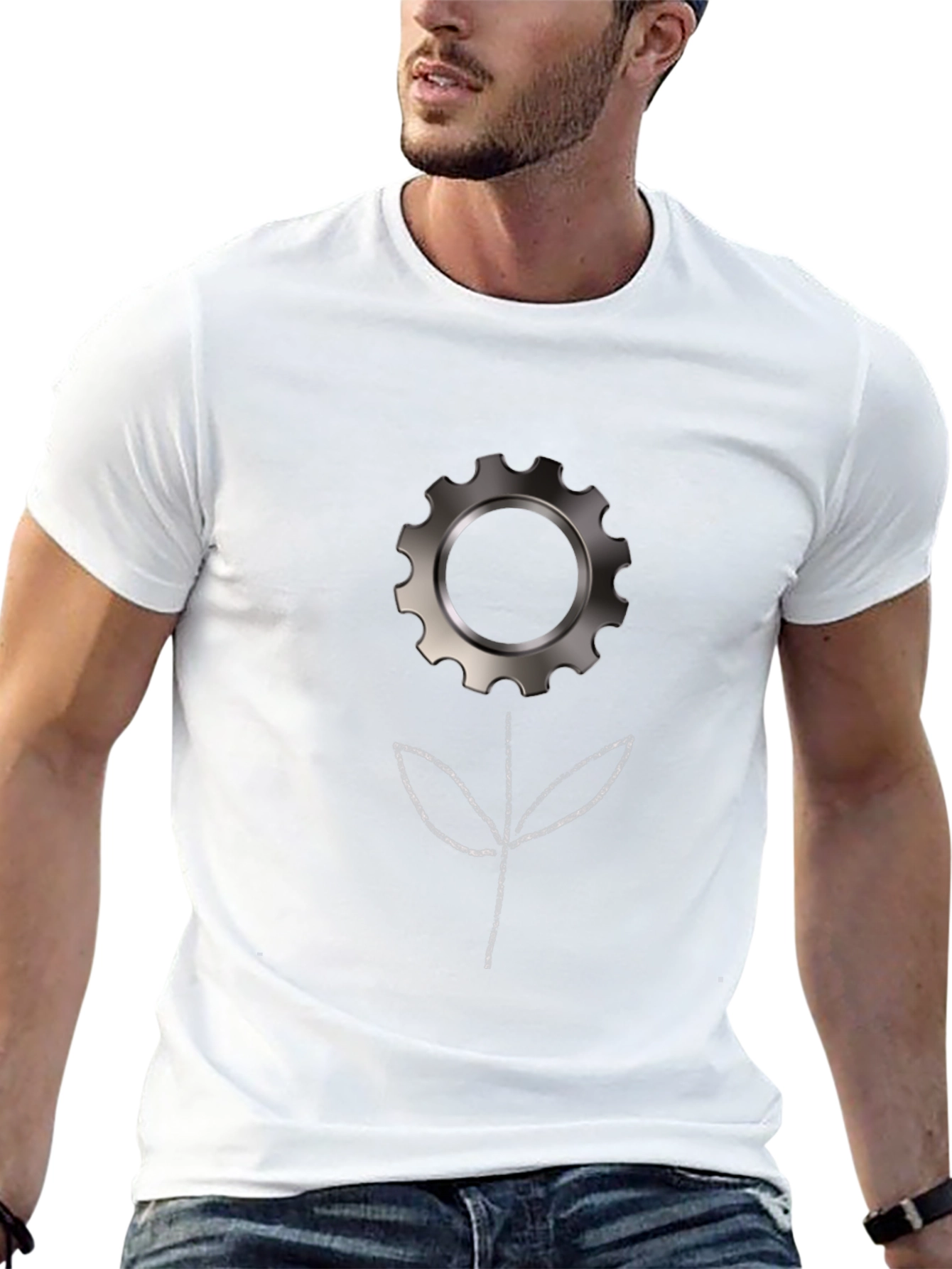 Gear Flower T-Shirt - Mechanics Style