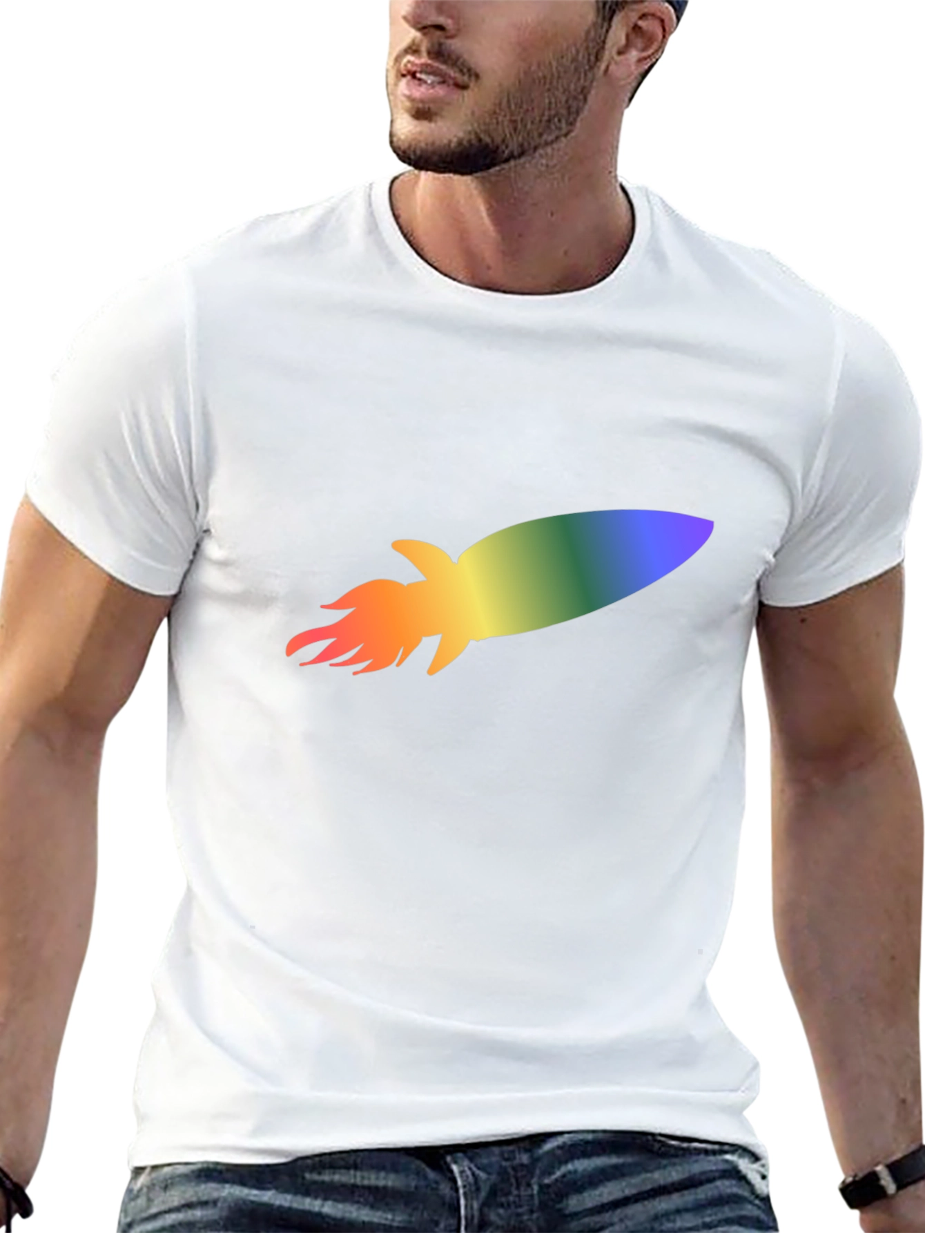 Rainbow Rocket Black T-Shirt