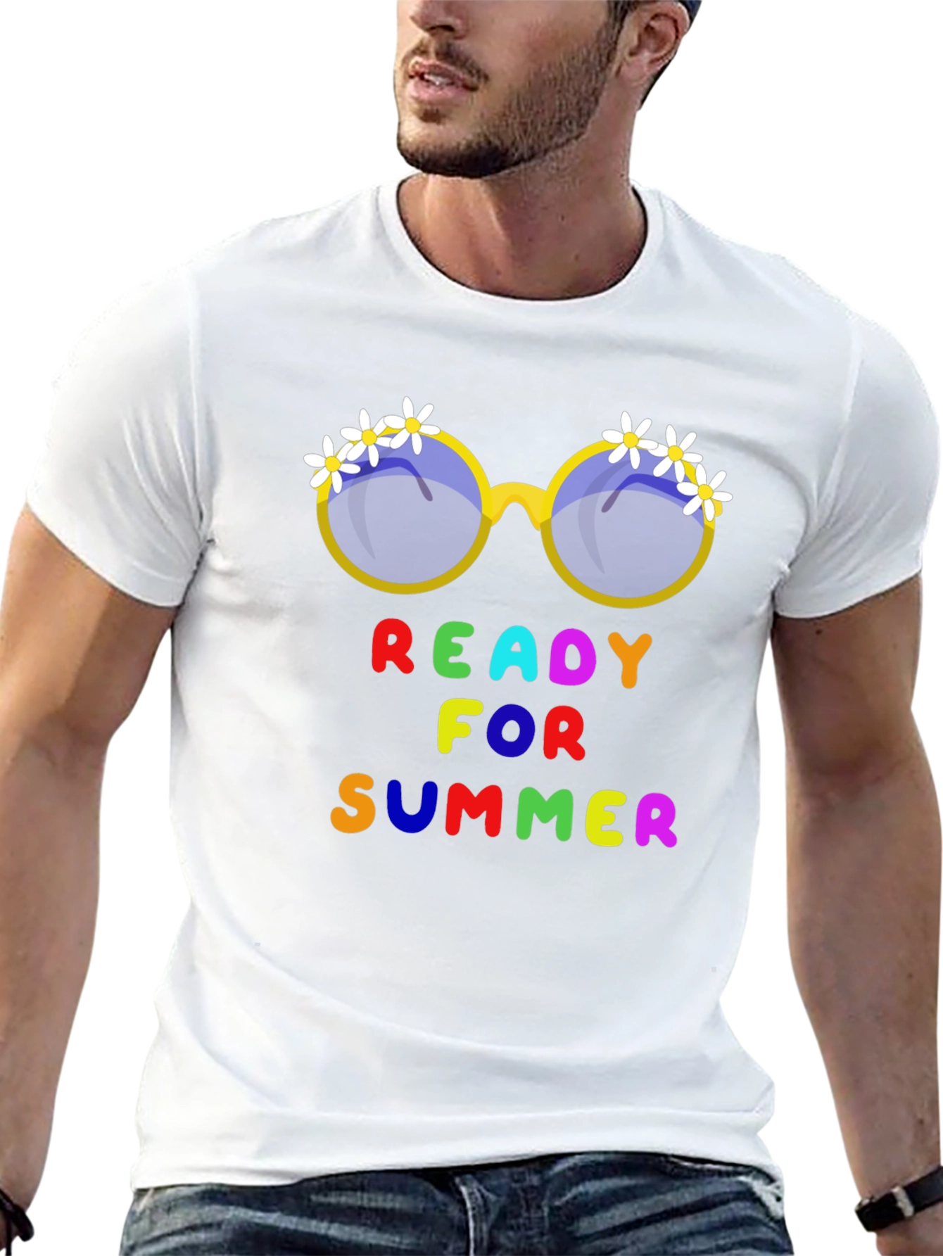 Ready for Summer T-Shirt with Floral Sunglasses