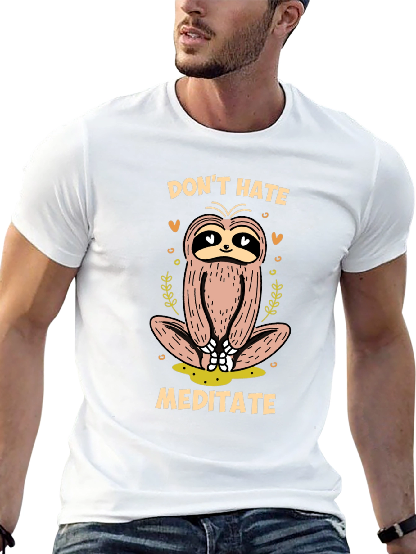 Dont Hate Meditate Sloth Graphic Tee
