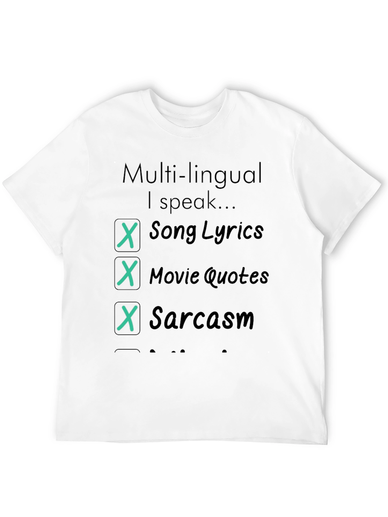 Multi-Lingual Speak T-Shirt - Song Lyrics Movie Quotes Sarcasm