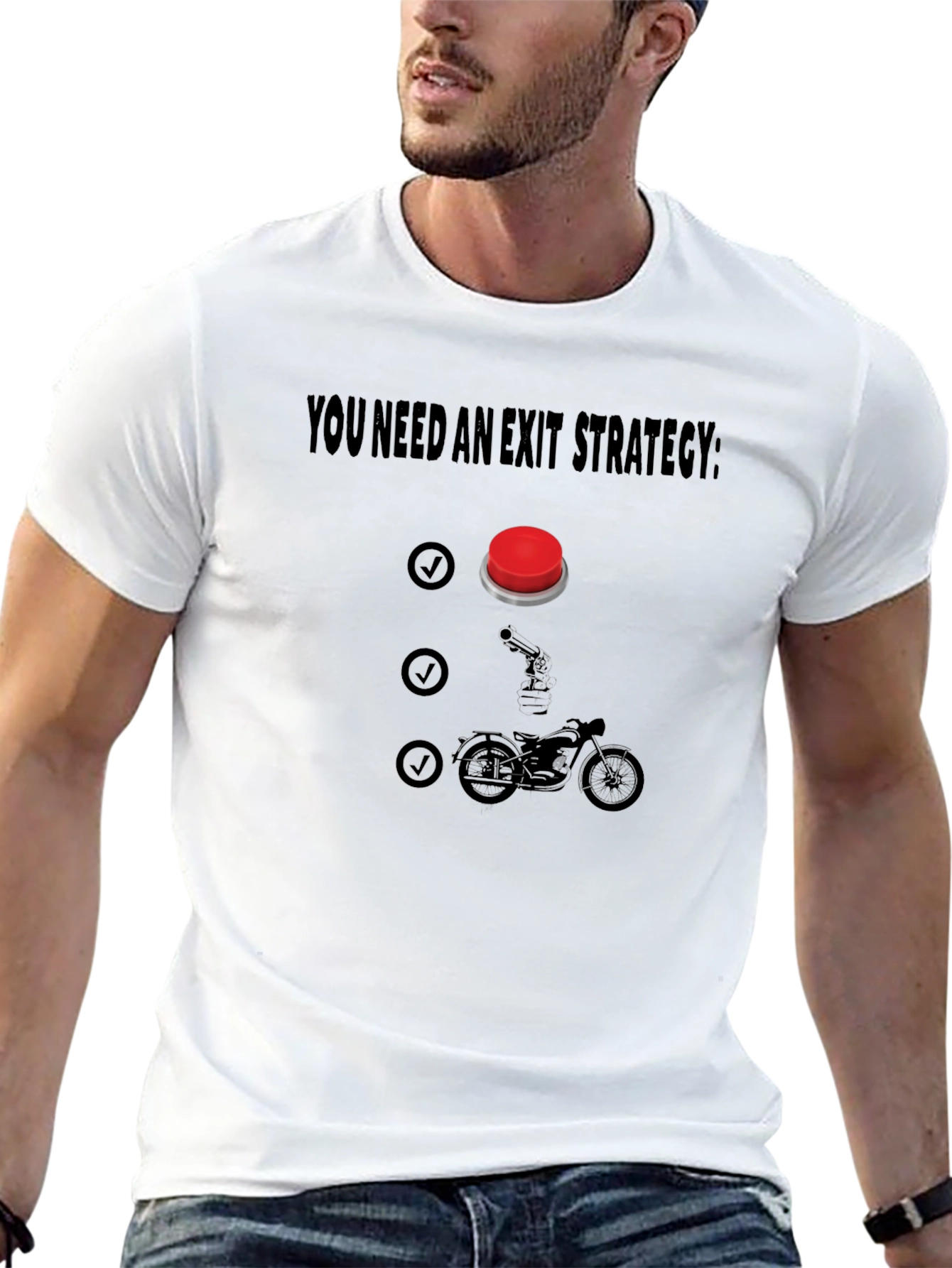 Exit Strategy T-Shirt - Funny Biker Design