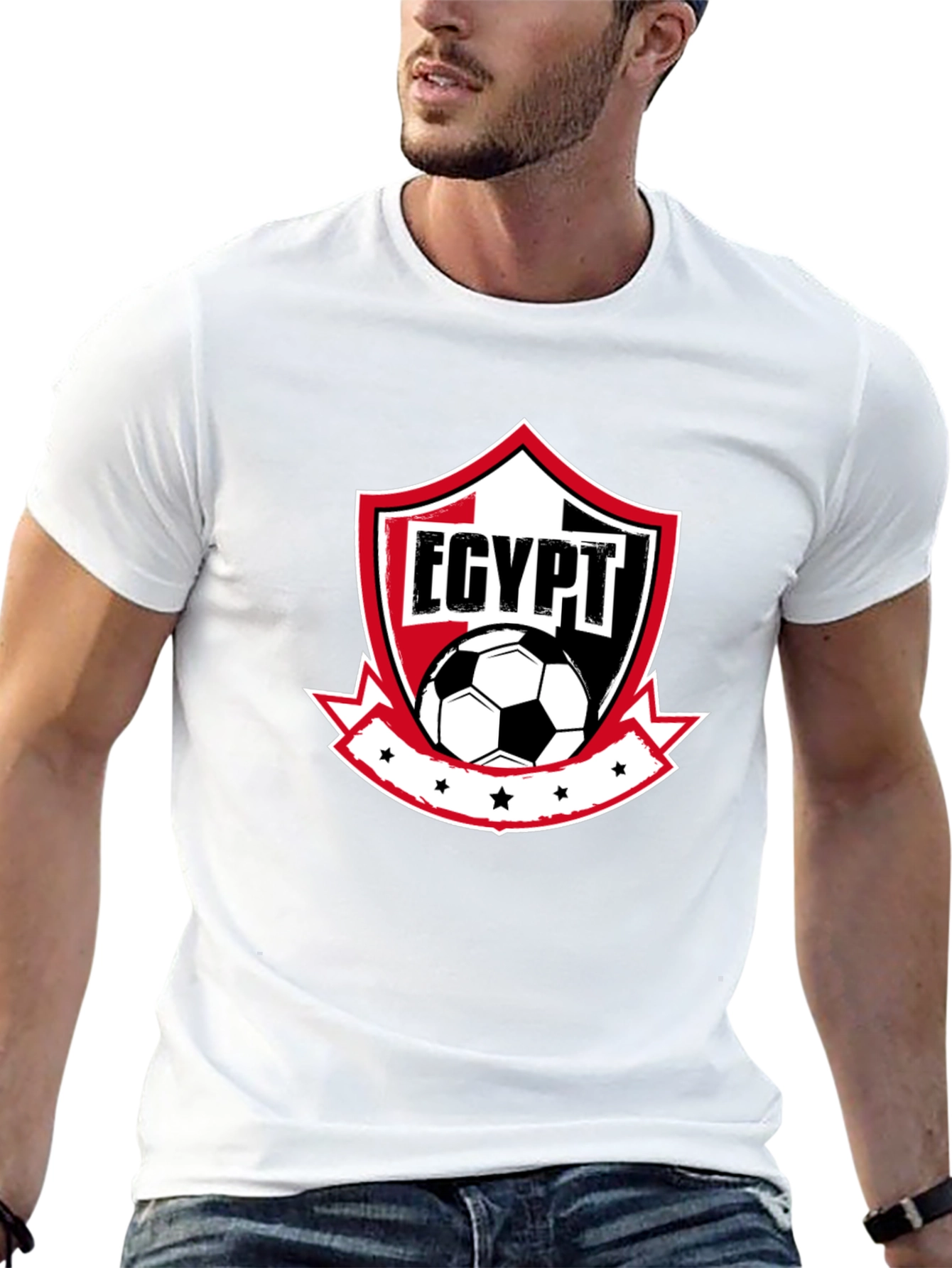 Egypt Soccer T-Shirt - Black Cotton Blend