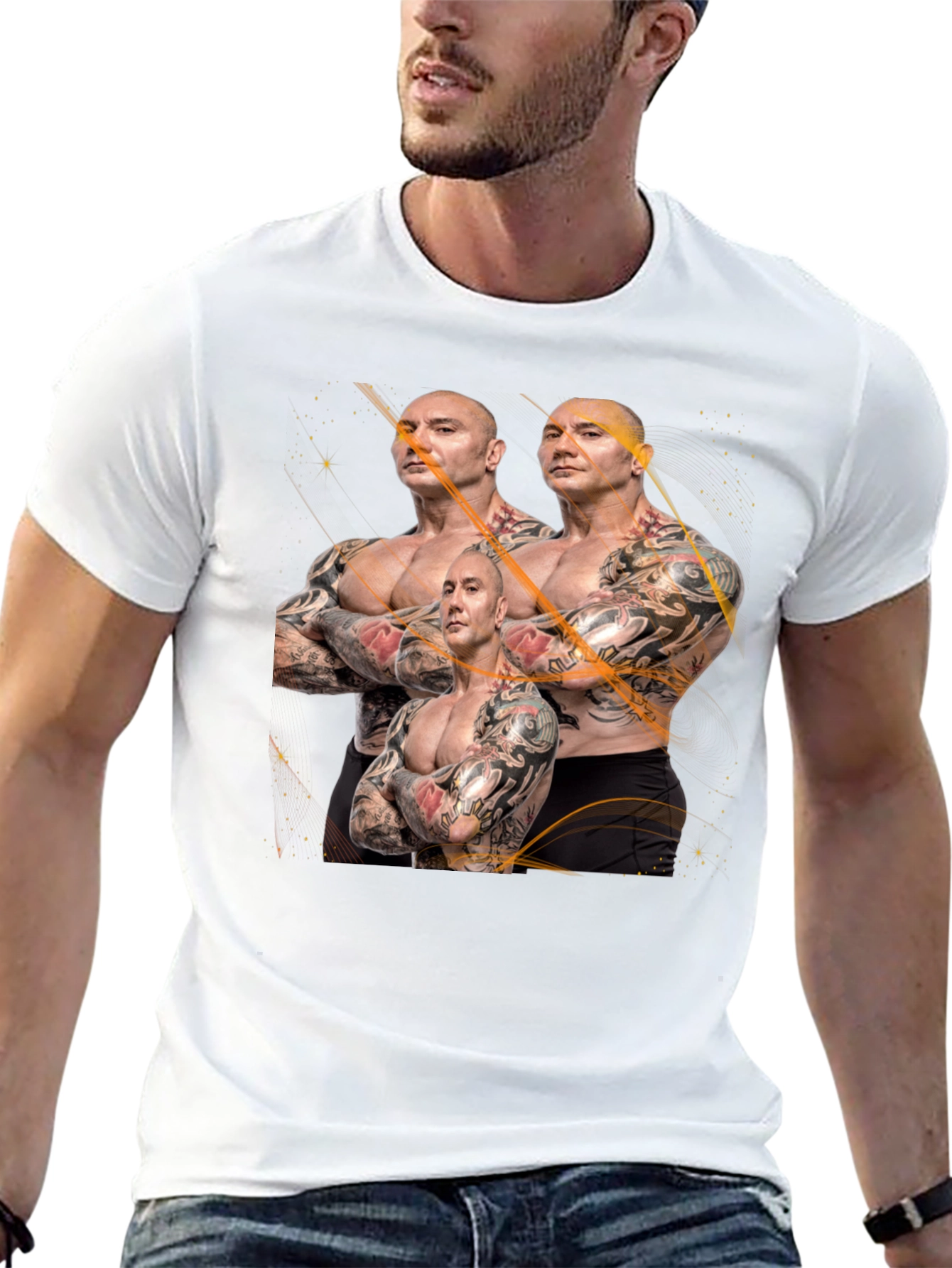 Batista Multiple Image Graphic Black T-Shirt