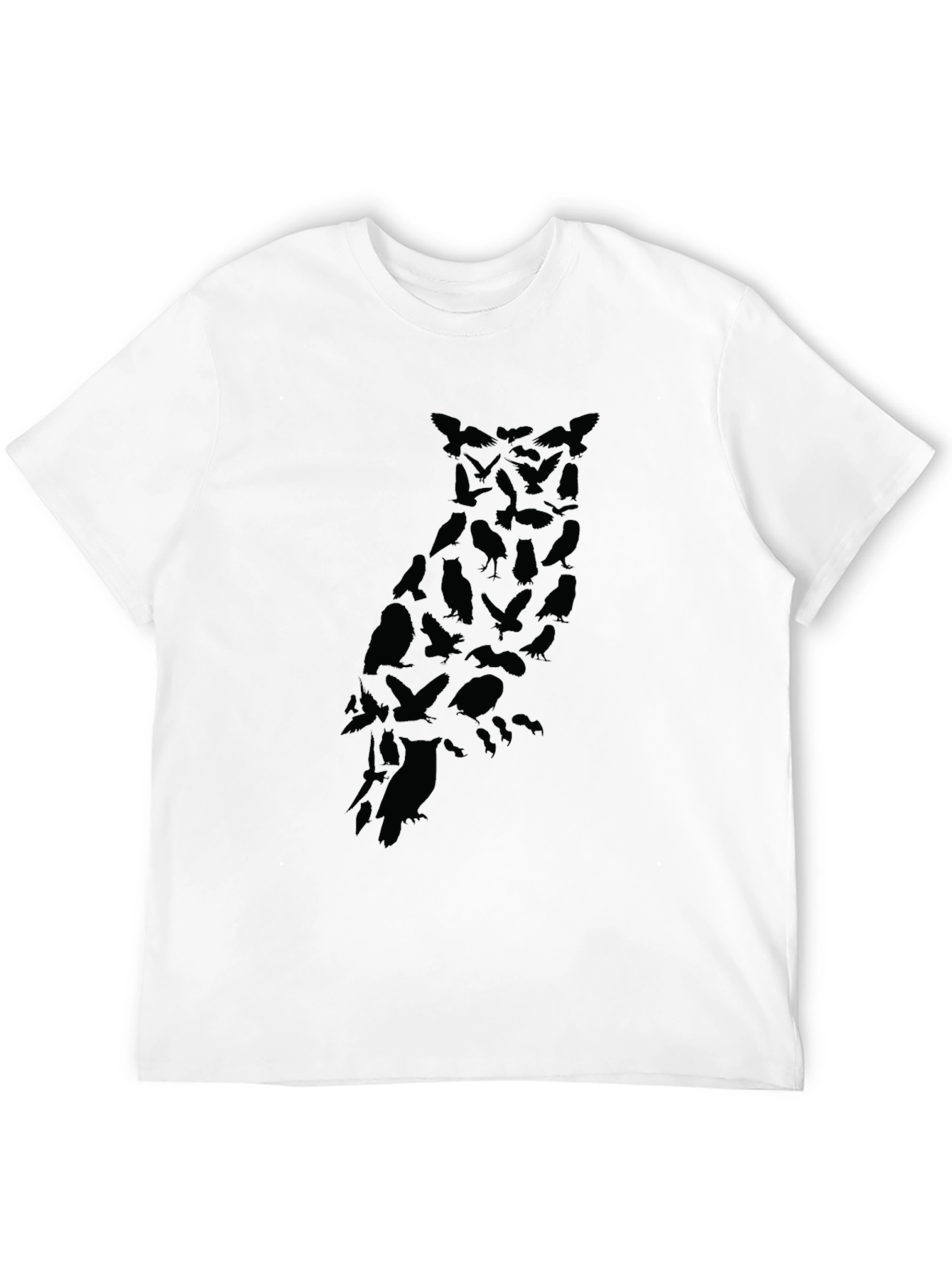 Mens Owl Silhouette Graphic Black T-Shirt