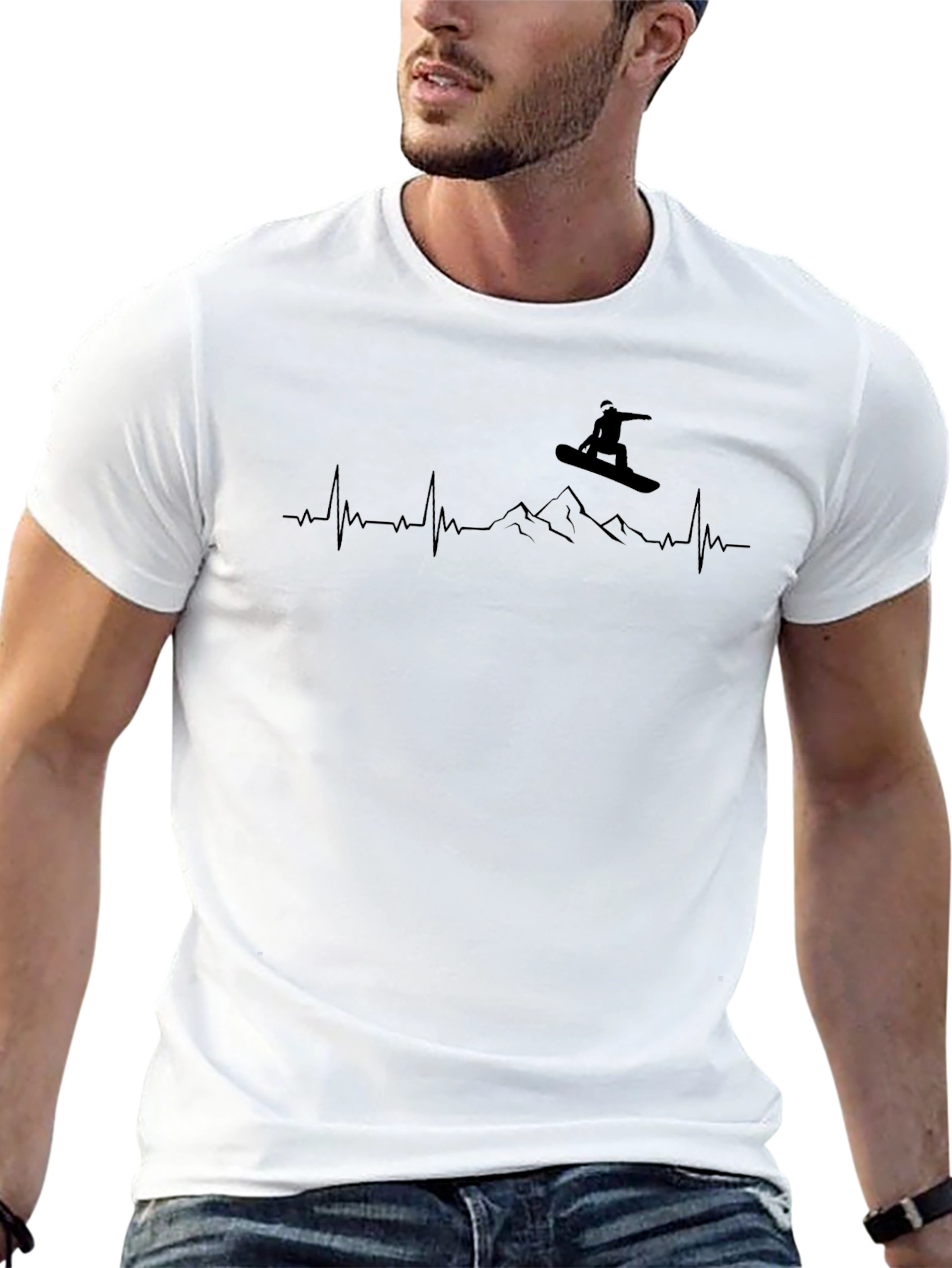 Snowboard Heartbeat T-Shirt - Black