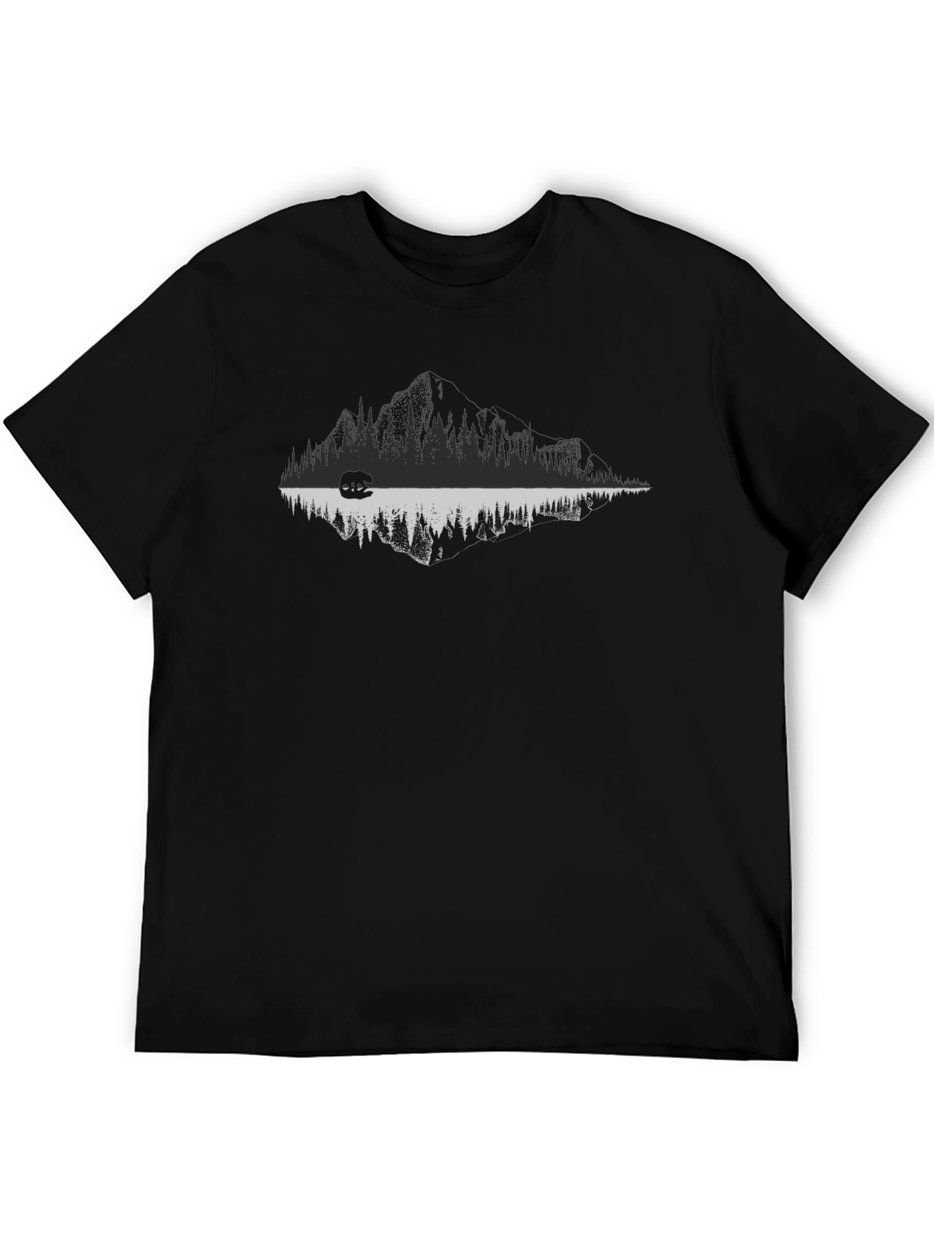 Nature Reflective Bear Graphic Tee - Black
