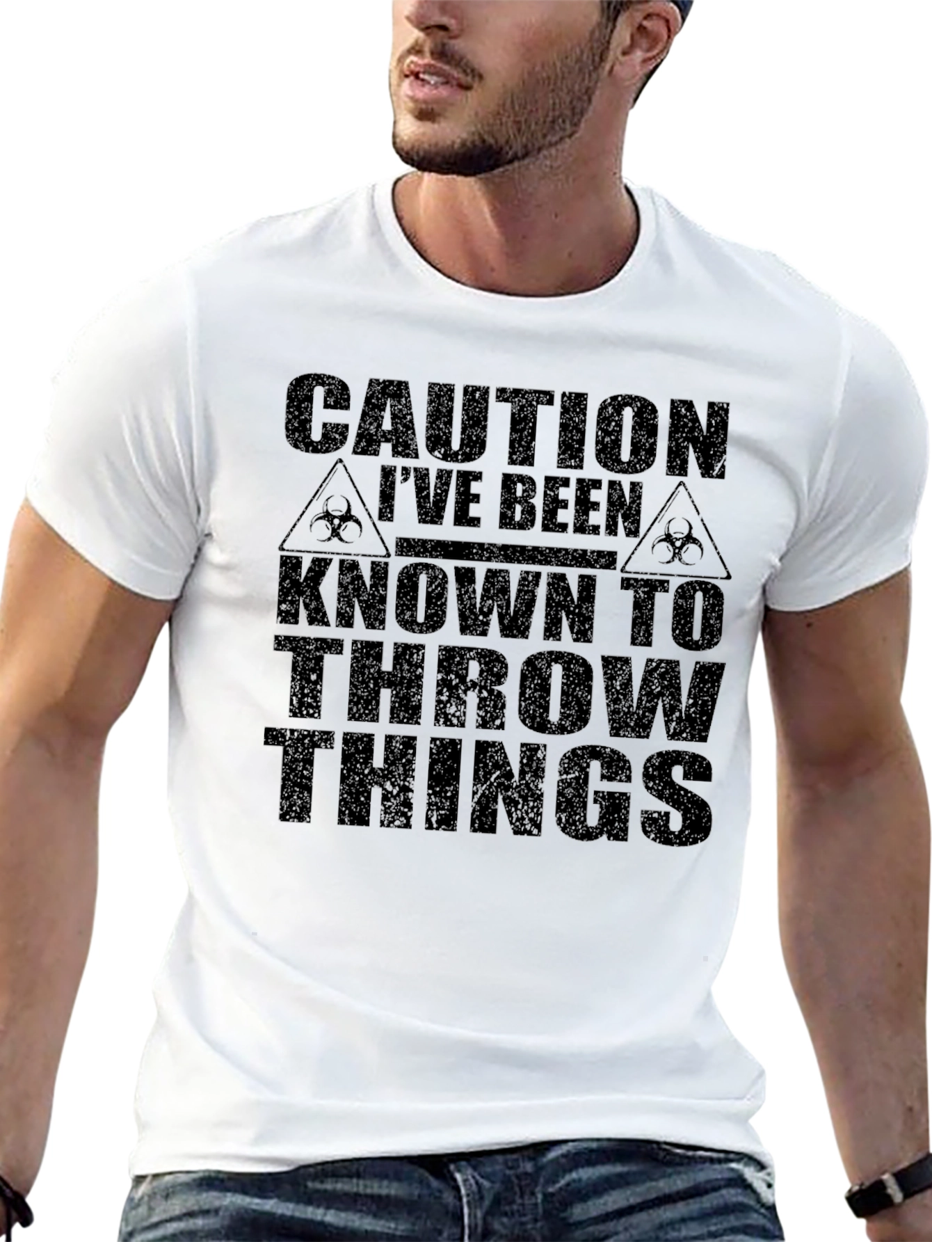 Caution Throw Things Graphic Tee - Humor T-Shirt