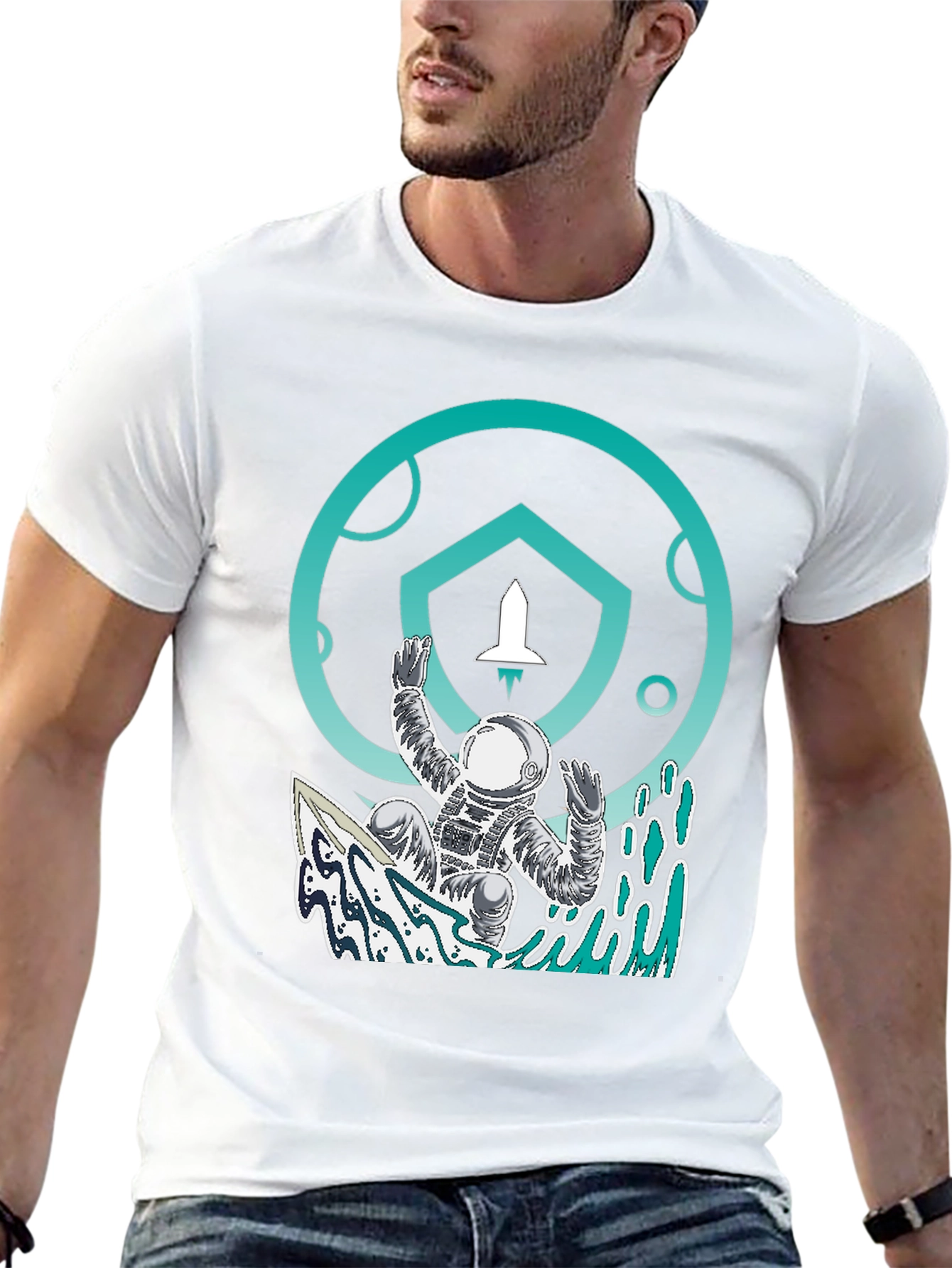 Astronaut Surfing T-Shirt - Space Adventure Tee