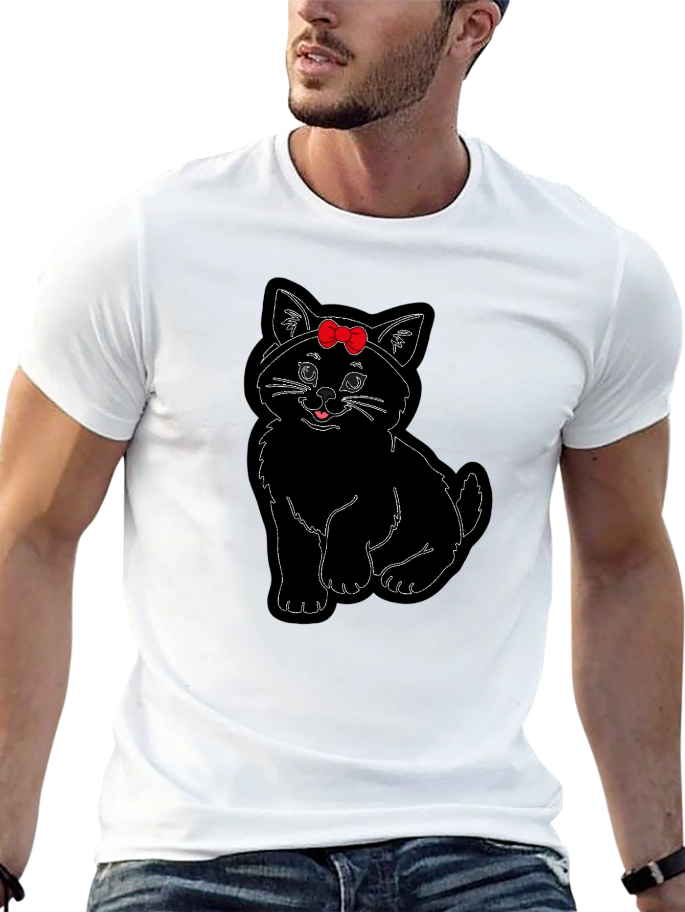 Cute Cat T-Shirt with Bow