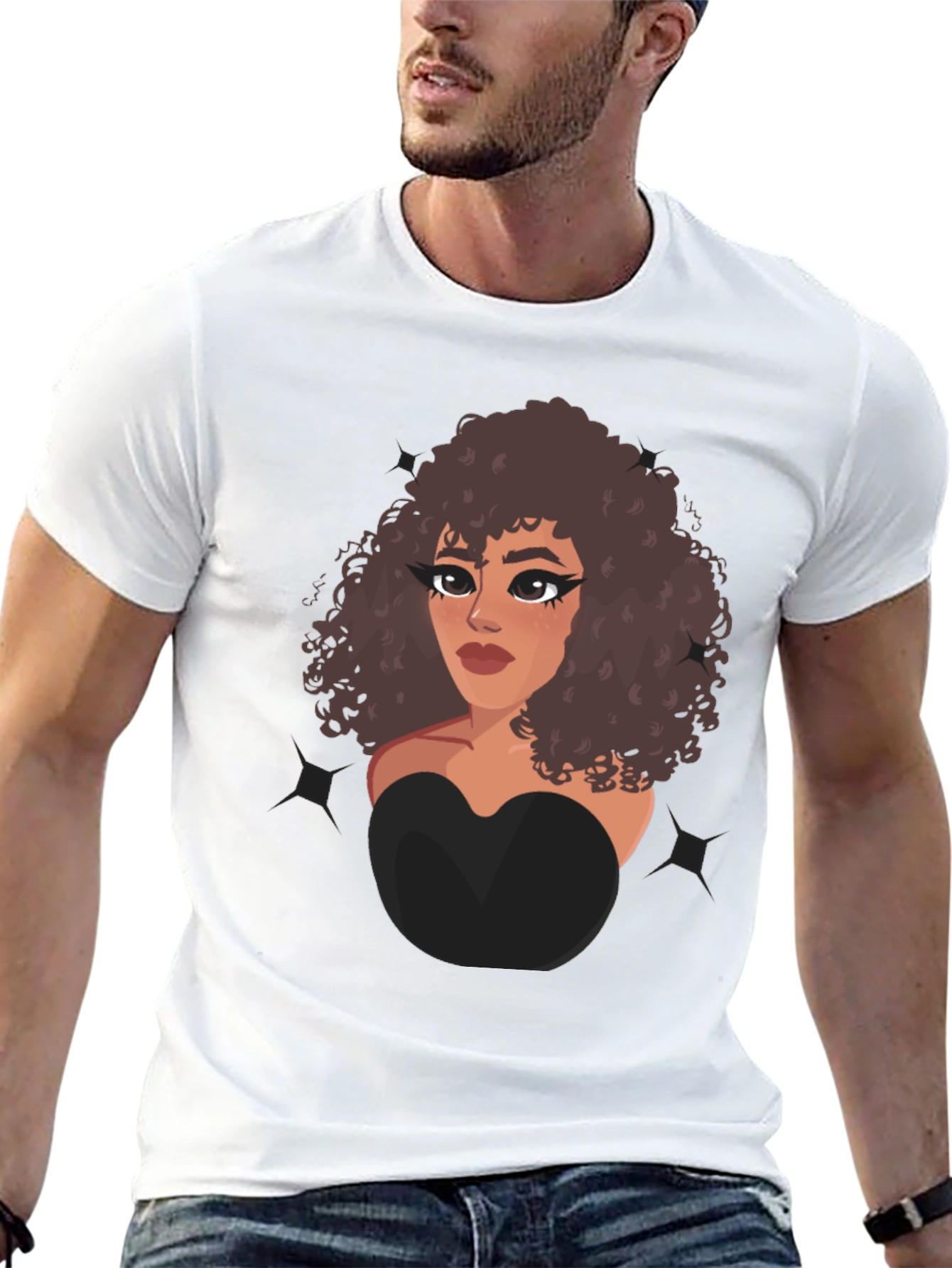 Cartoon Girl Graphic Black T-Shirt