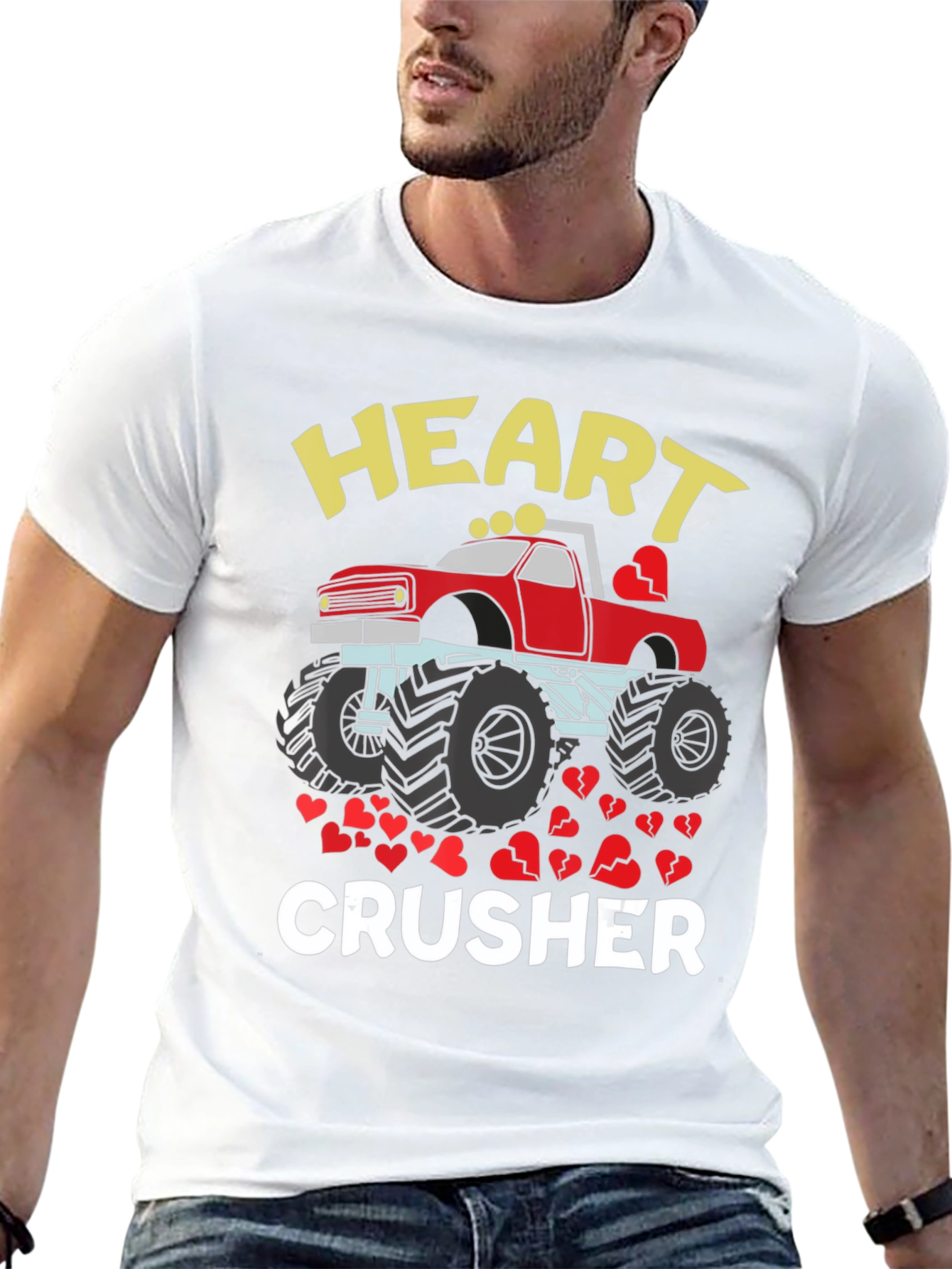 Heart Crusher Monster Truck Valentines T-Shirt