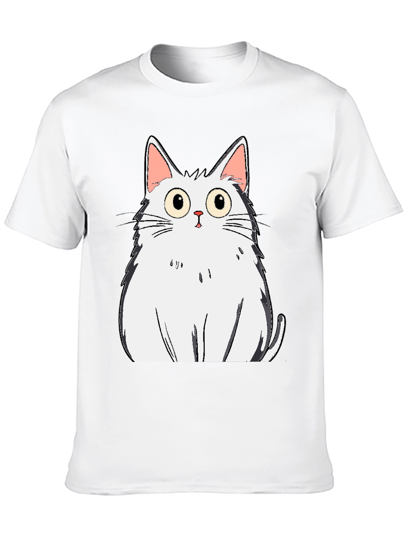 Cartoon Cat Graphic Tee - Black