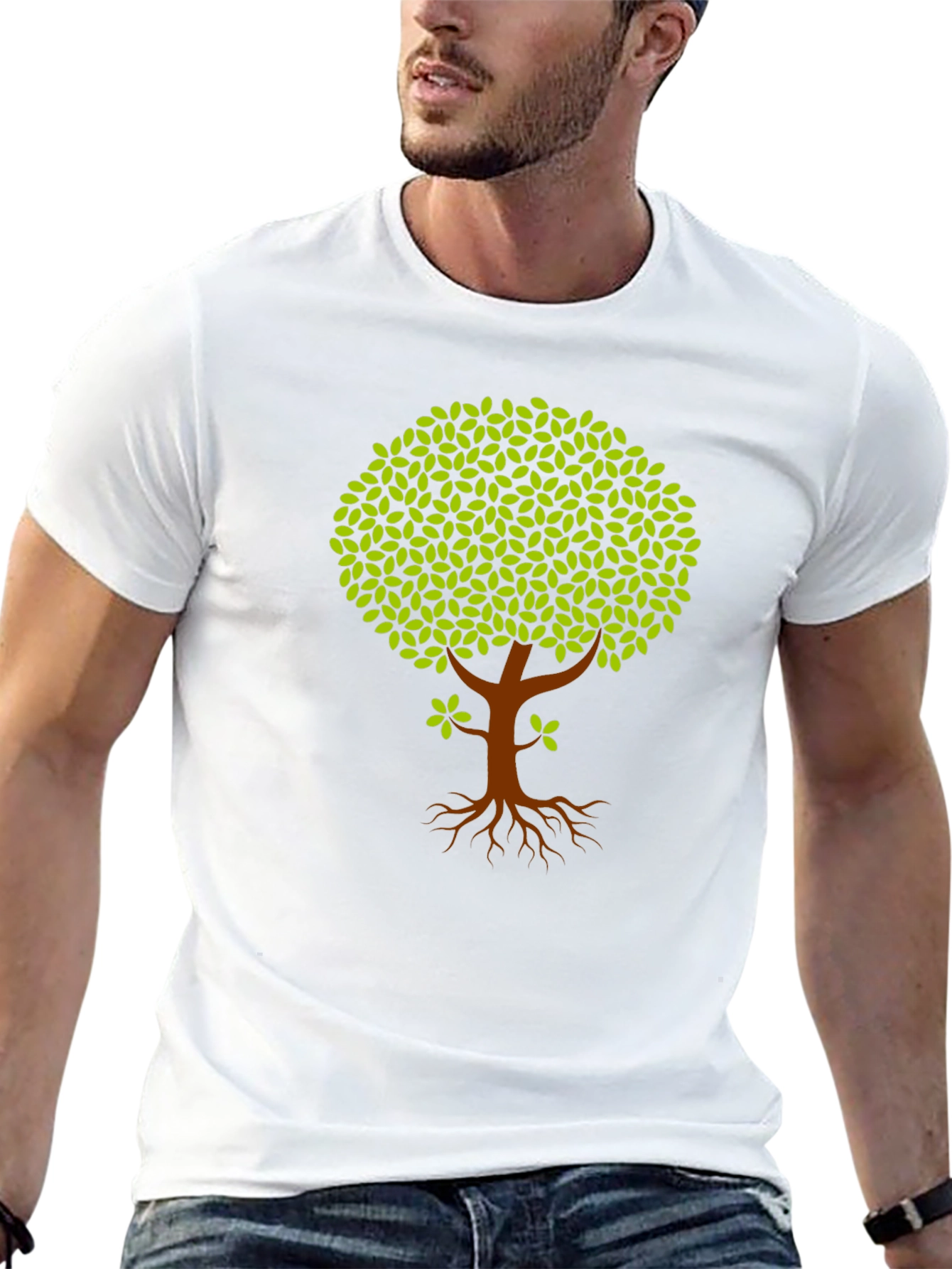 Nature Tree Graphic Tee - Black Cotton T-Shirt